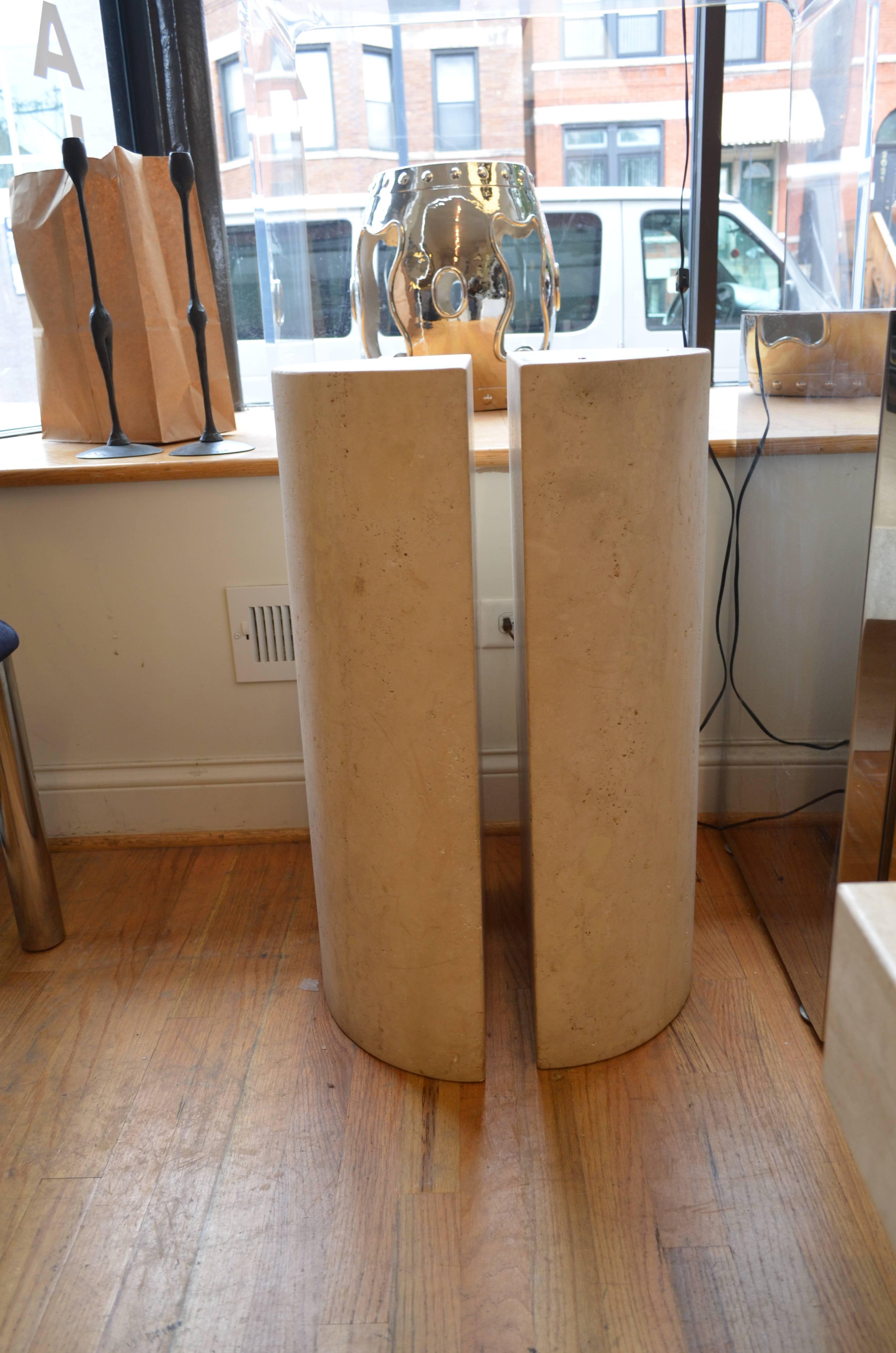 Belgium Travertine Pedestal End Table In Excellent Condition In Chicago, IL