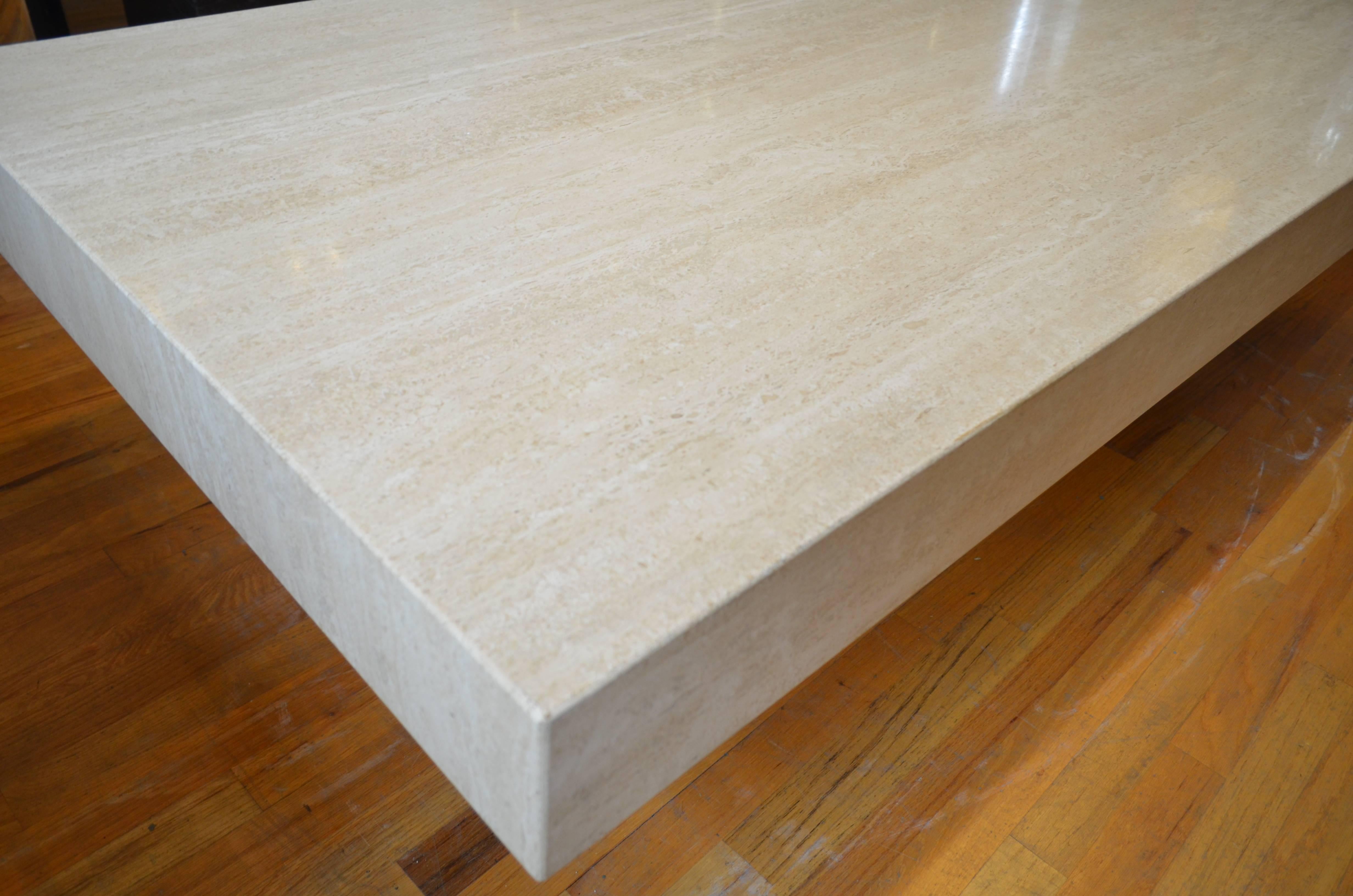 Large Travertine Coffee Table In Excellent Condition In Chicago, IL
