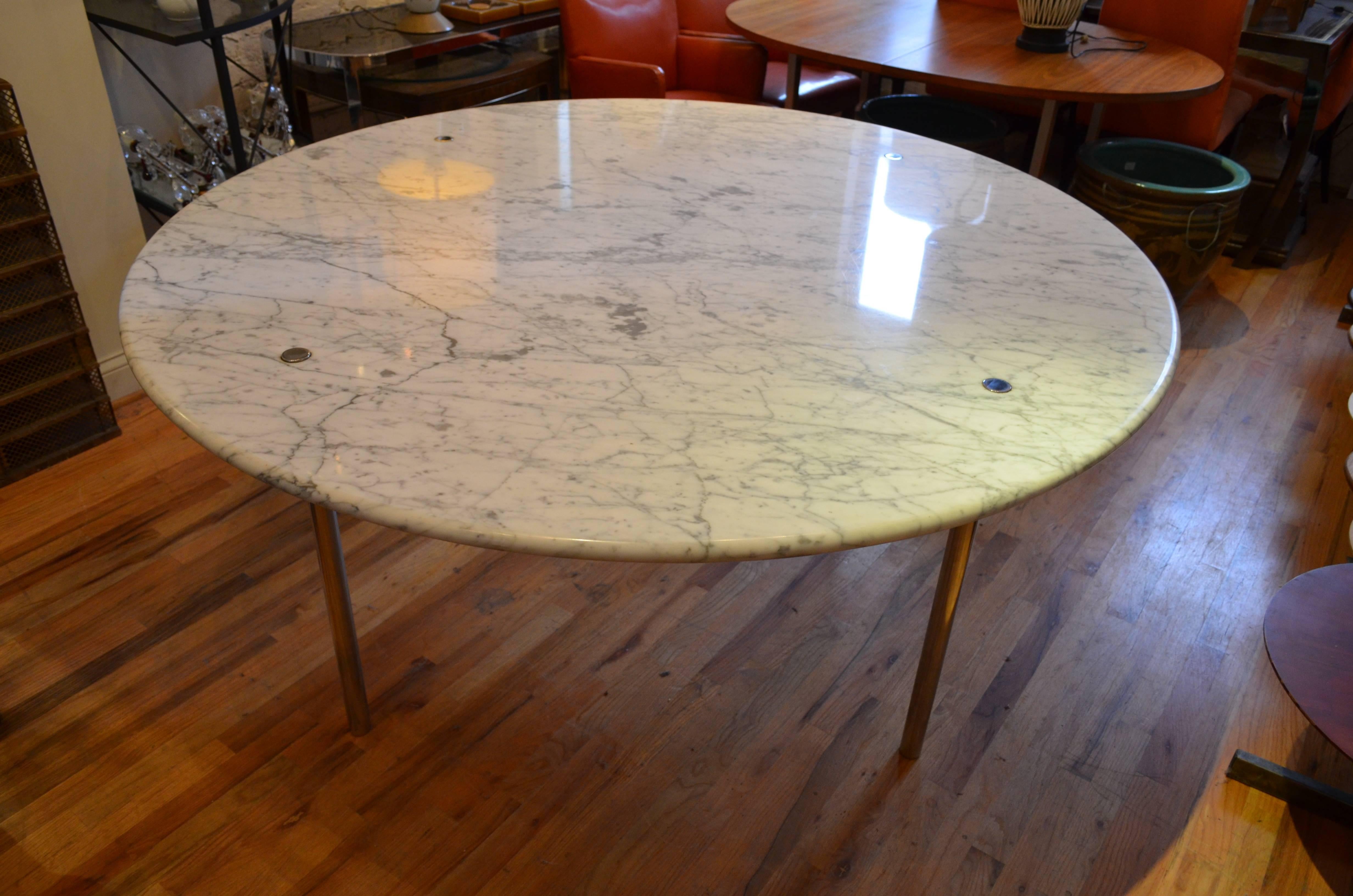 Monumental Round Marble Dining Table by Katavolos, Littell & Kelly for Laverne In Good Condition In Chicago, IL