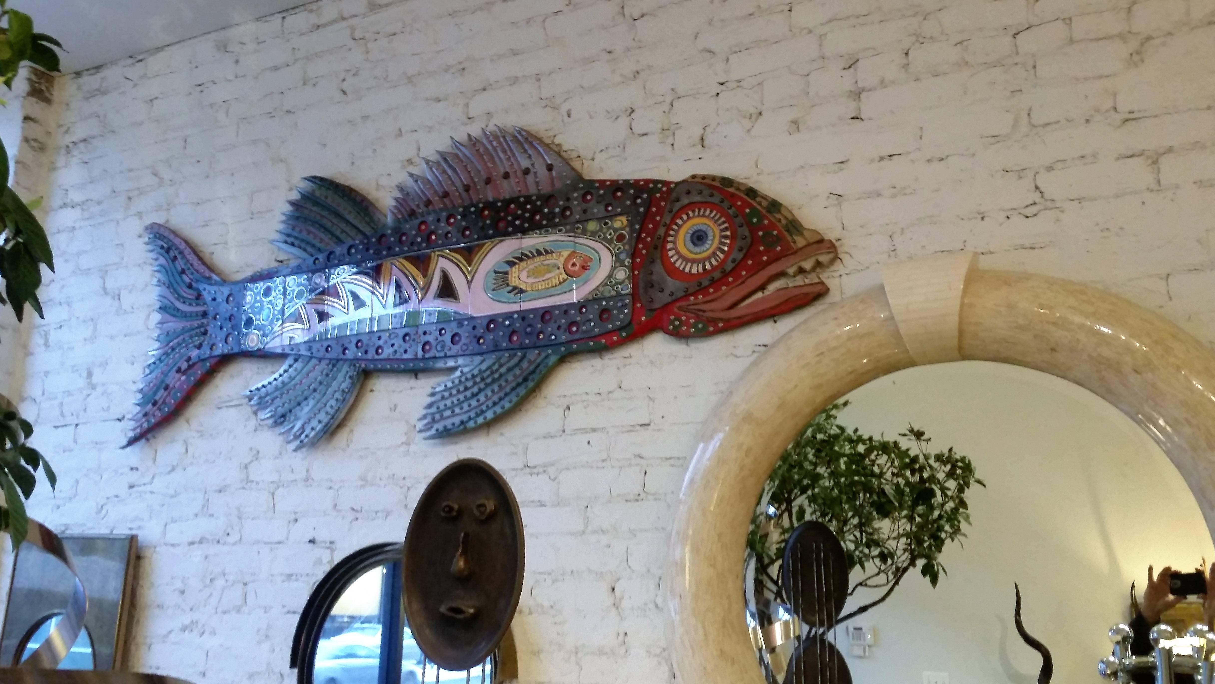 Enormous Colorful Decorative Folk Art Fish Wall Decoration 1