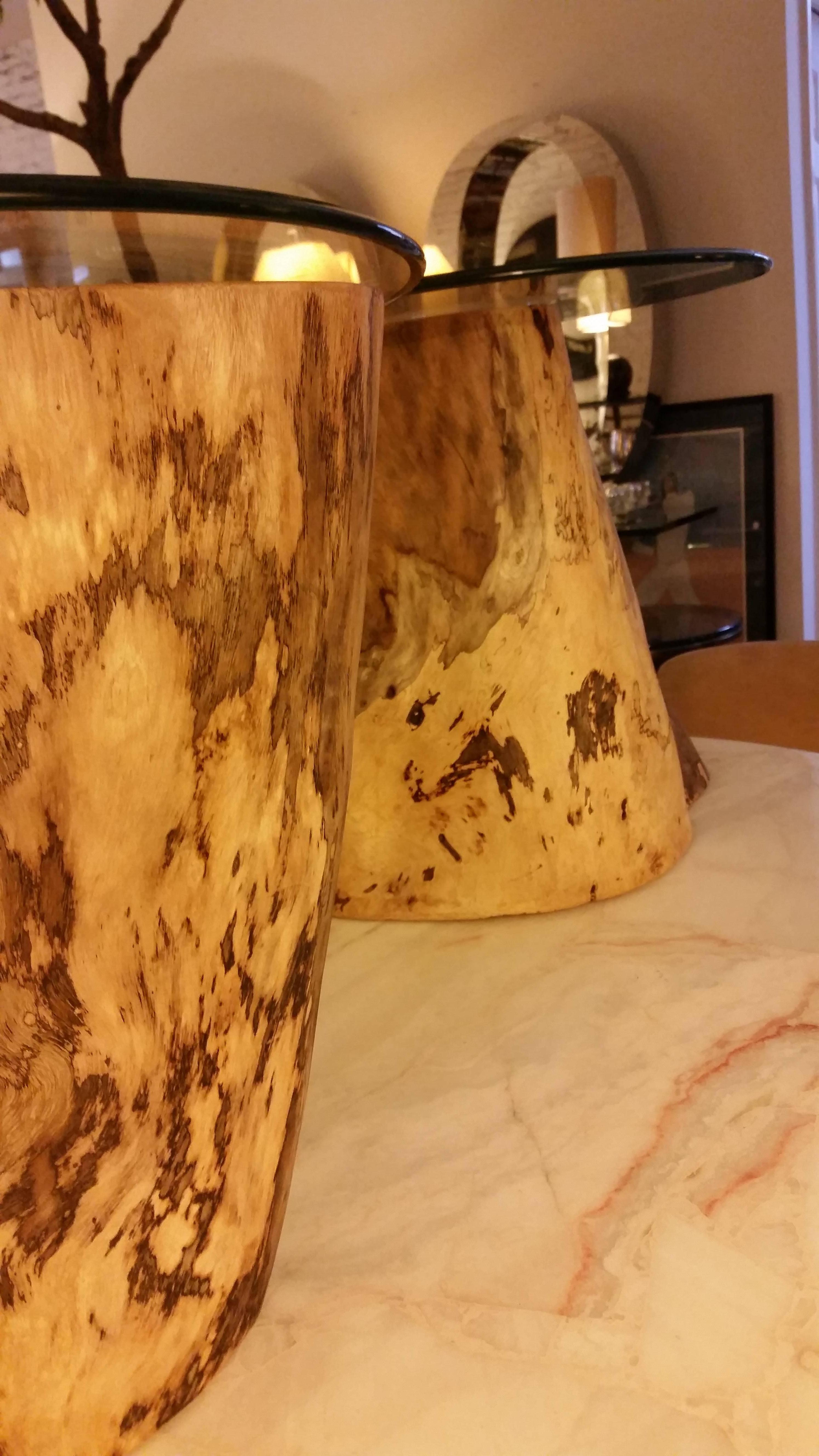 Pair of Asymmetric Burl Wood Drift Wood Side Tables 2