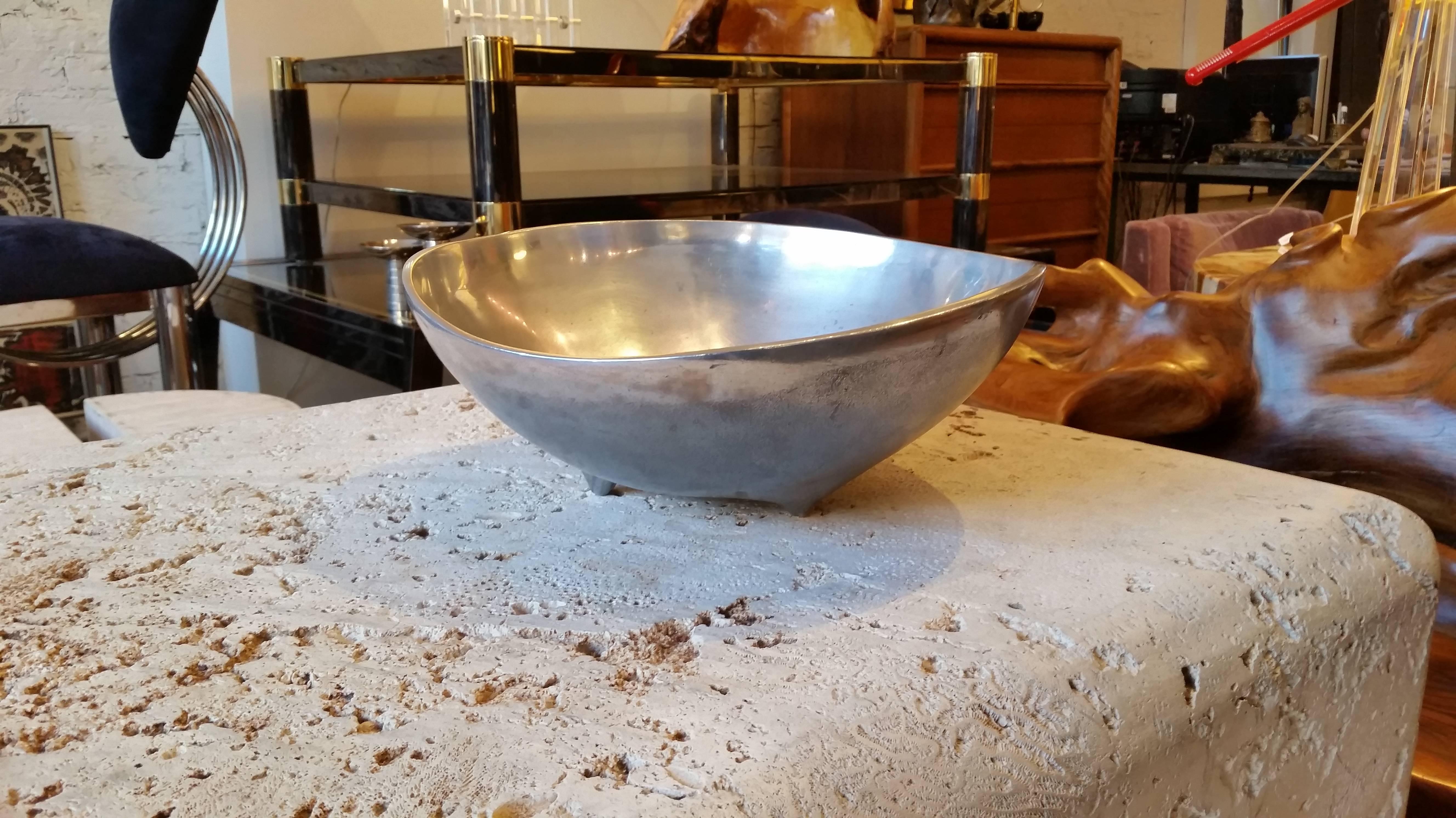 Late 20th Century Biomorphic Aluminum Footed Bowl