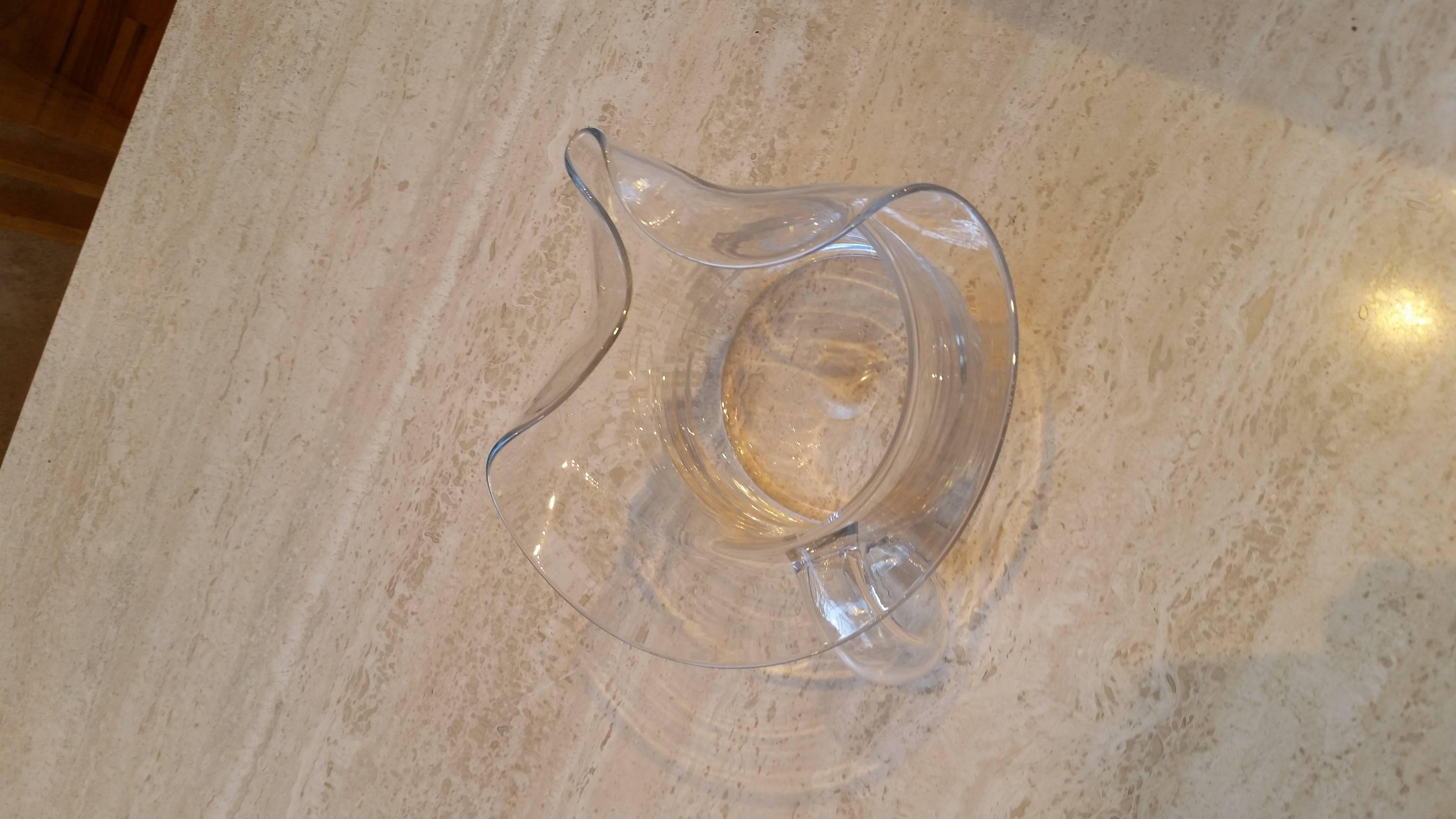 Late 20th Century Italian Clear Glass Pitcher For Sale