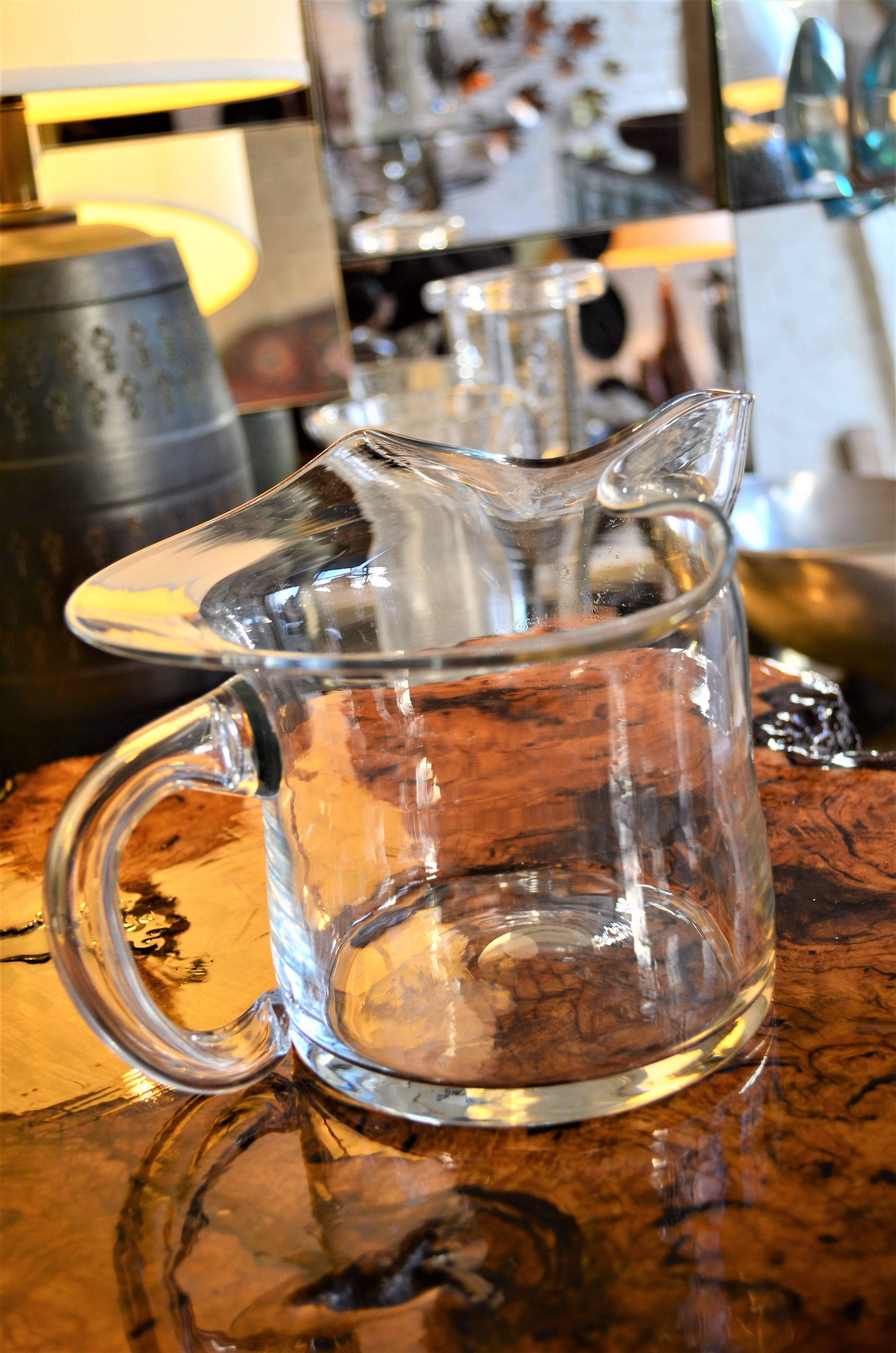 Italian Clear Glass Pitcher For Sale 2