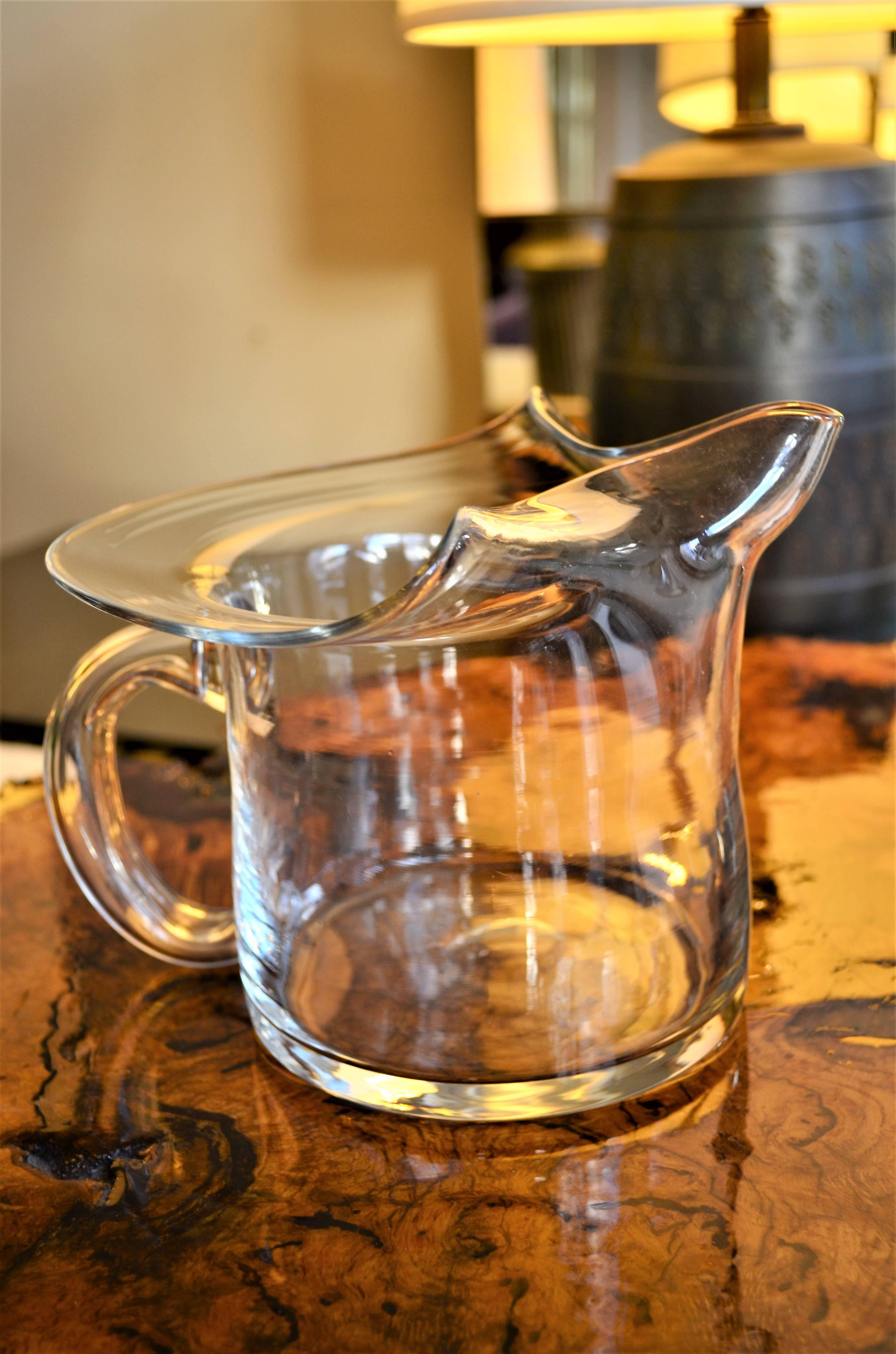 Italian Clear Glass Pitcher For Sale 3