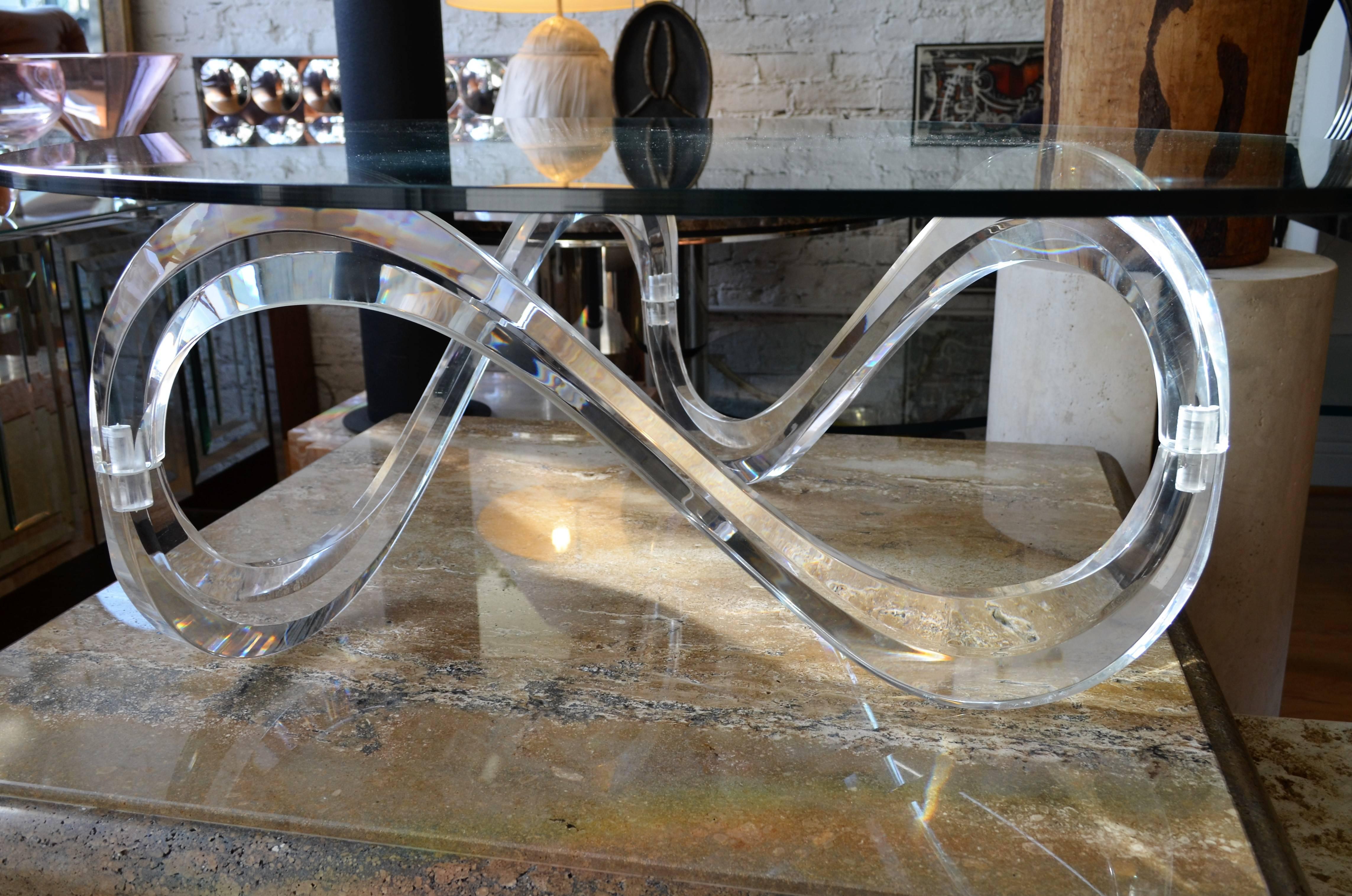 Late 20th Century Mid-Century Lucite Ribbon Coffee Table