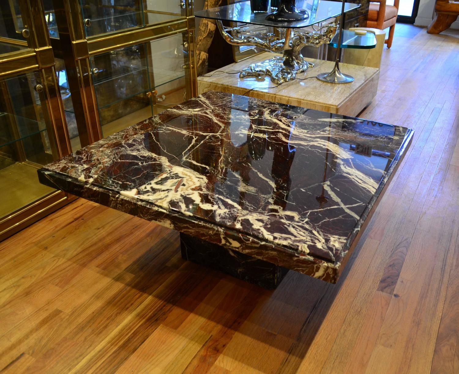 Italian Black Marble Square Coffee Table For Sale at 1stdibs