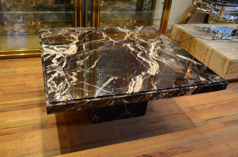 Italian Black Marble Pedestal Square Coffee Table at 1stdibs