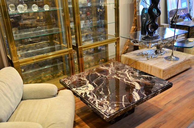 Italian Black Marble Pedestal Square Coffee Table at 1stdibs