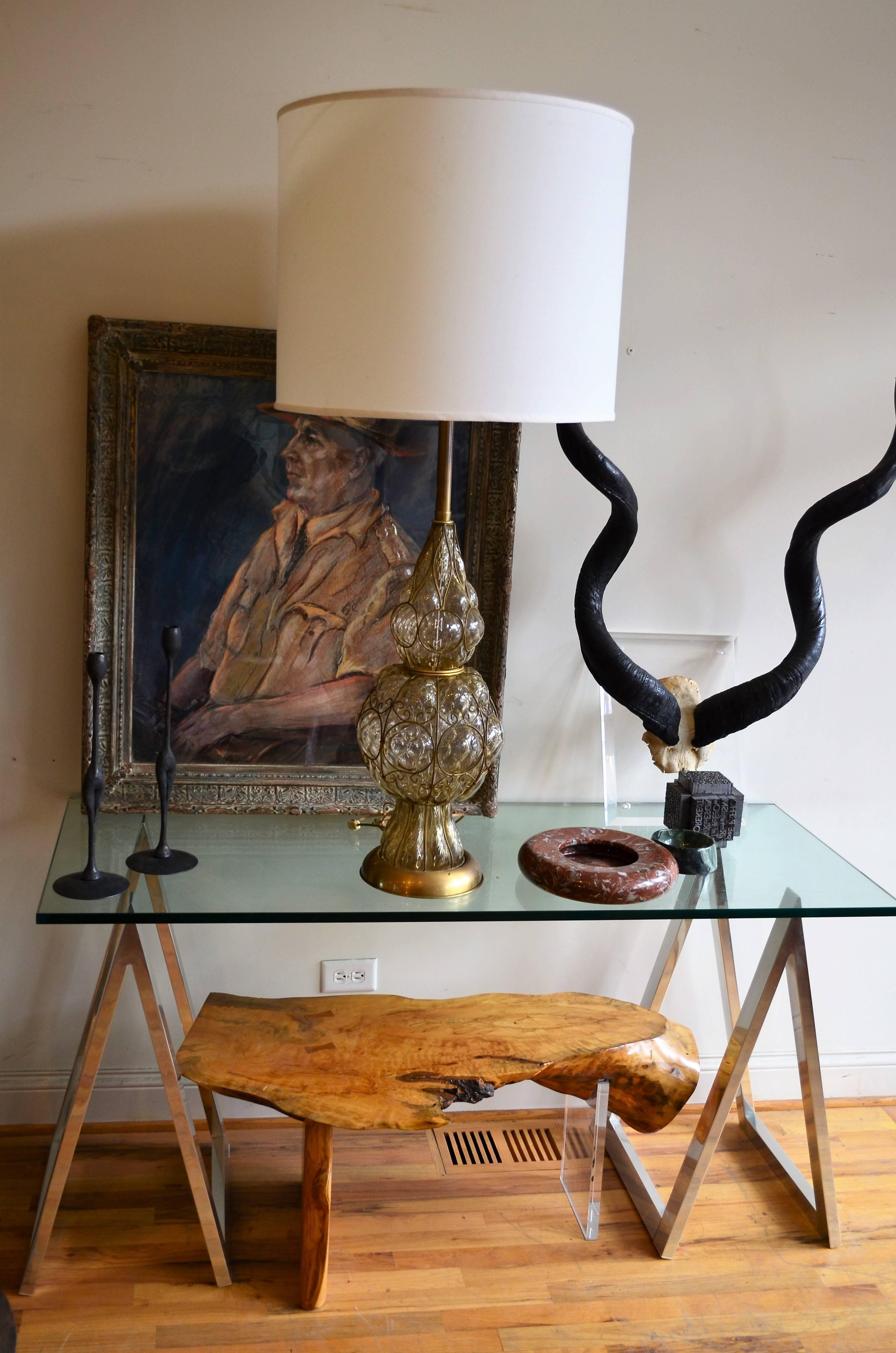 Hollywood Regency Large Scale Vintage Marbro Venetian Glass Lamp For Sale