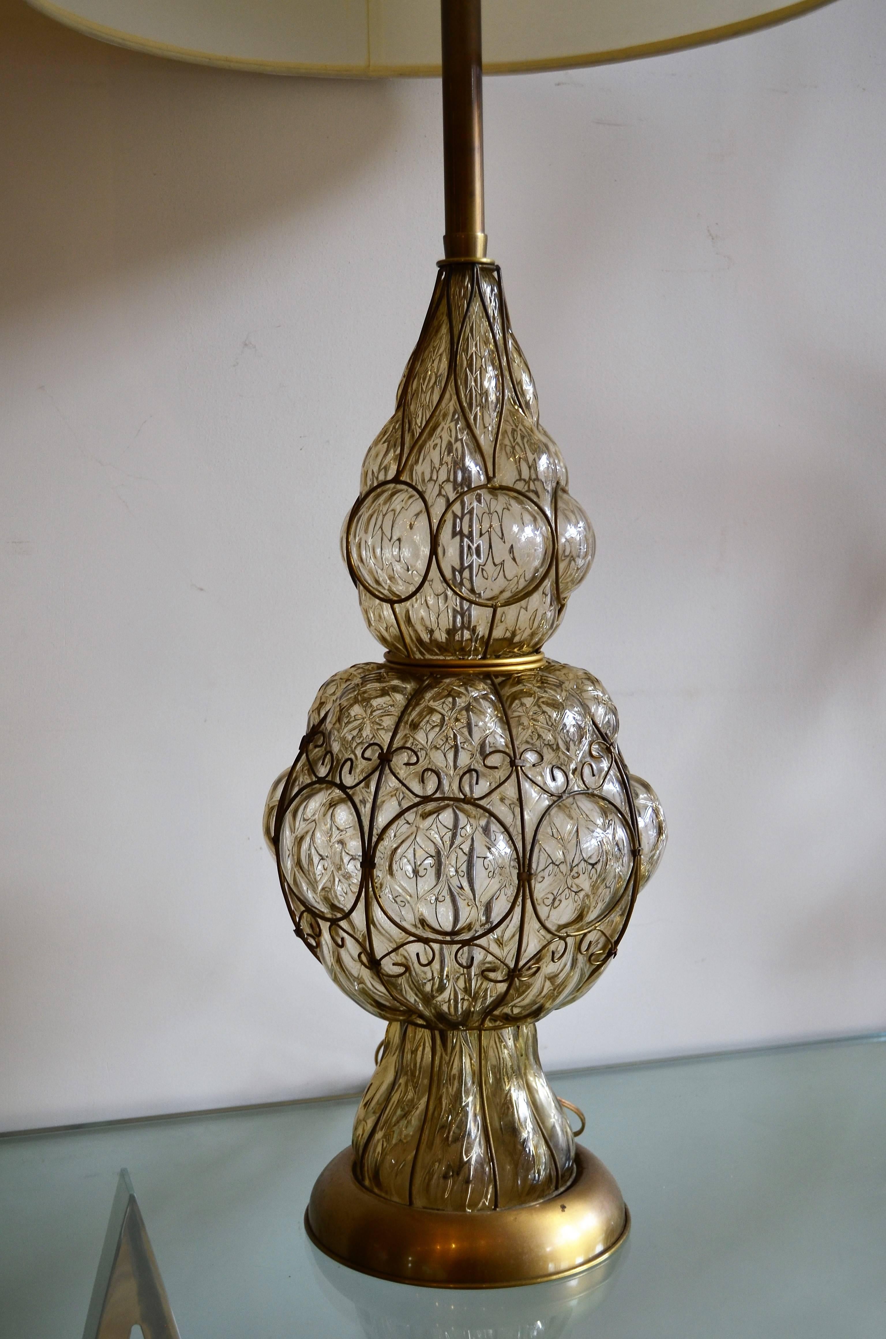 Mid-20th Century Large Scale Vintage Marbro Venetian Glass Lamp For Sale