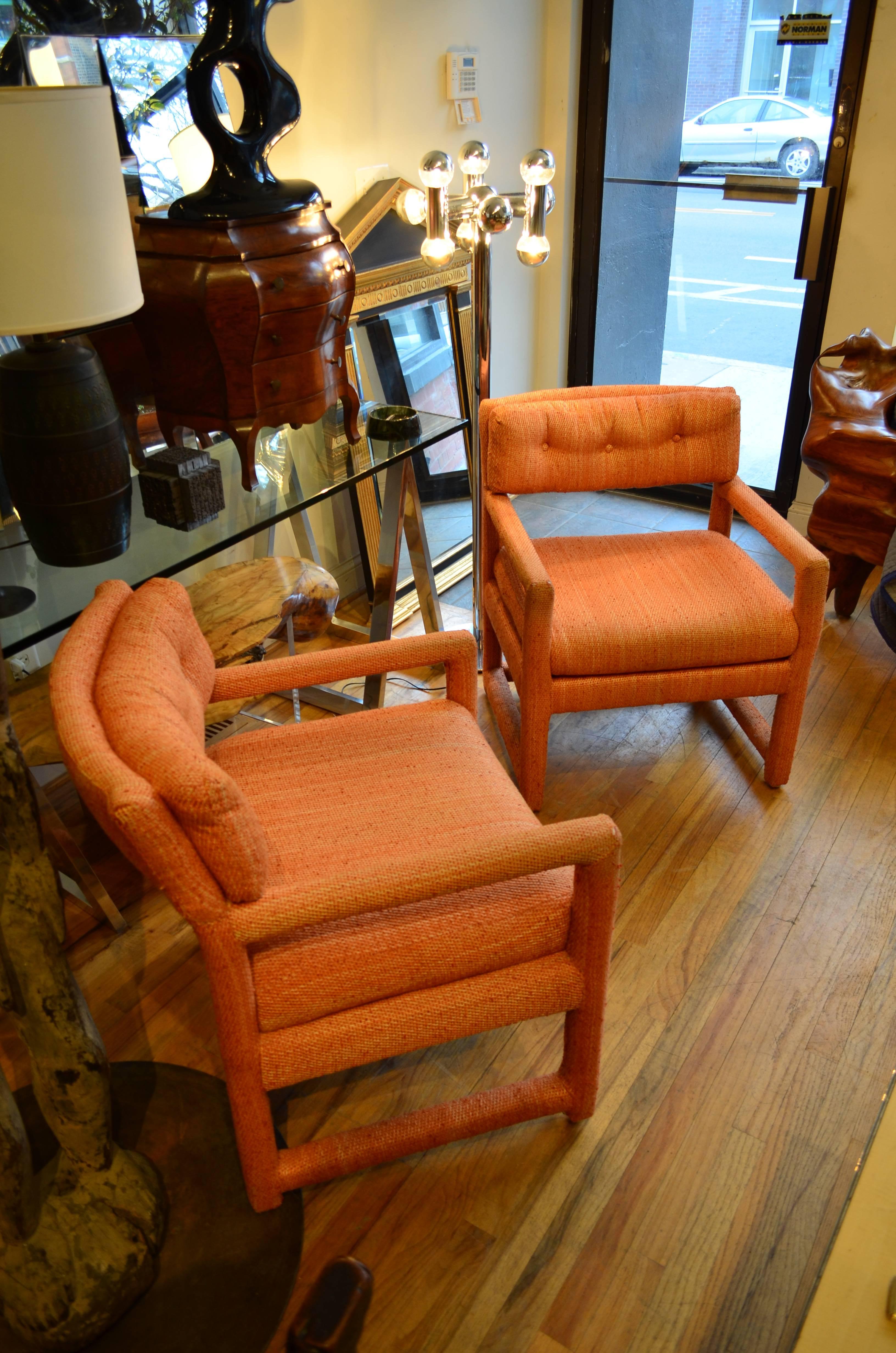 Late 20th Century Pair of Milo Baughman Parsons Chairs
