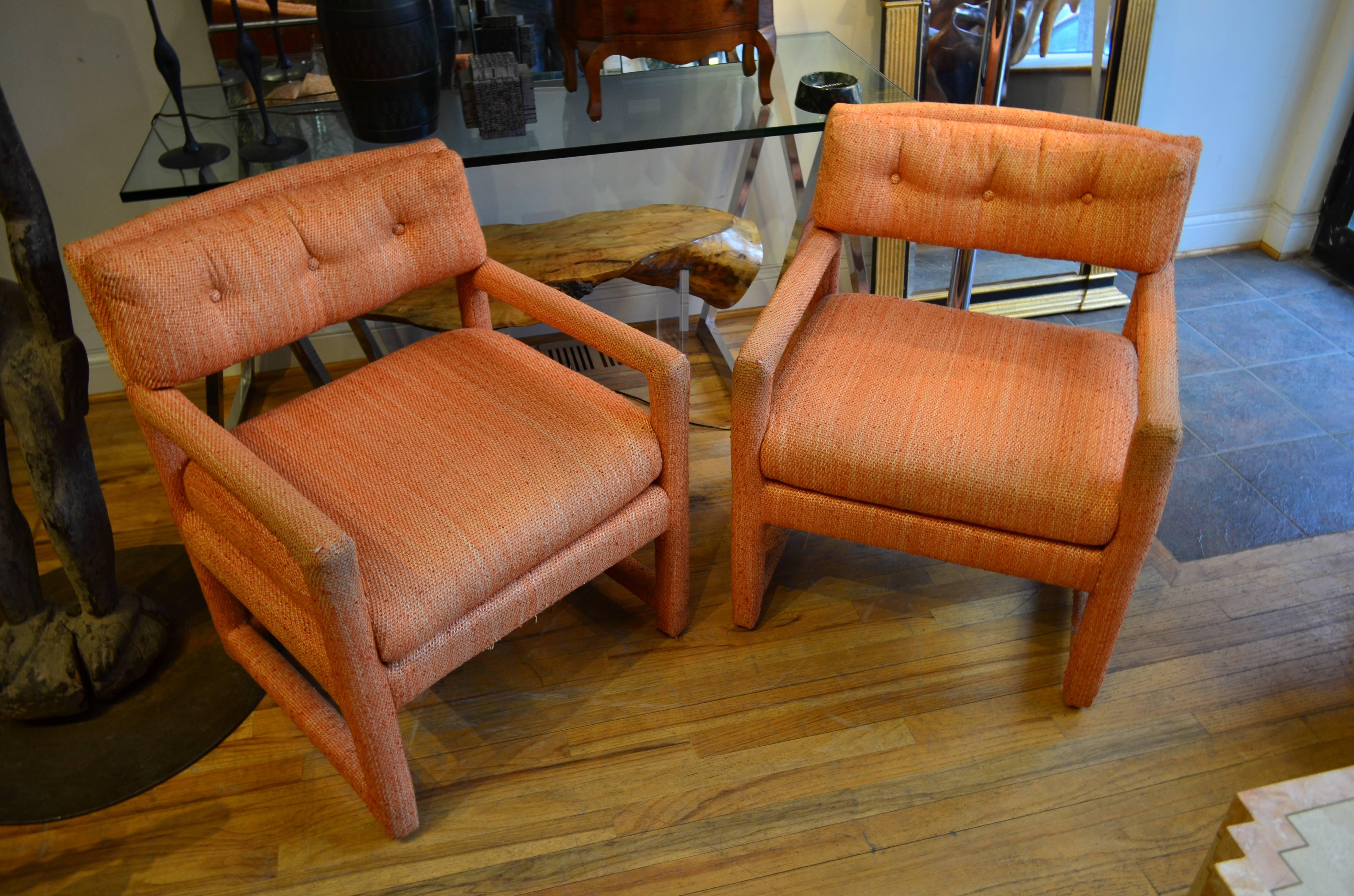 Pair of Milo Baughman Parsons Chairs In Good Condition In Chicago, IL