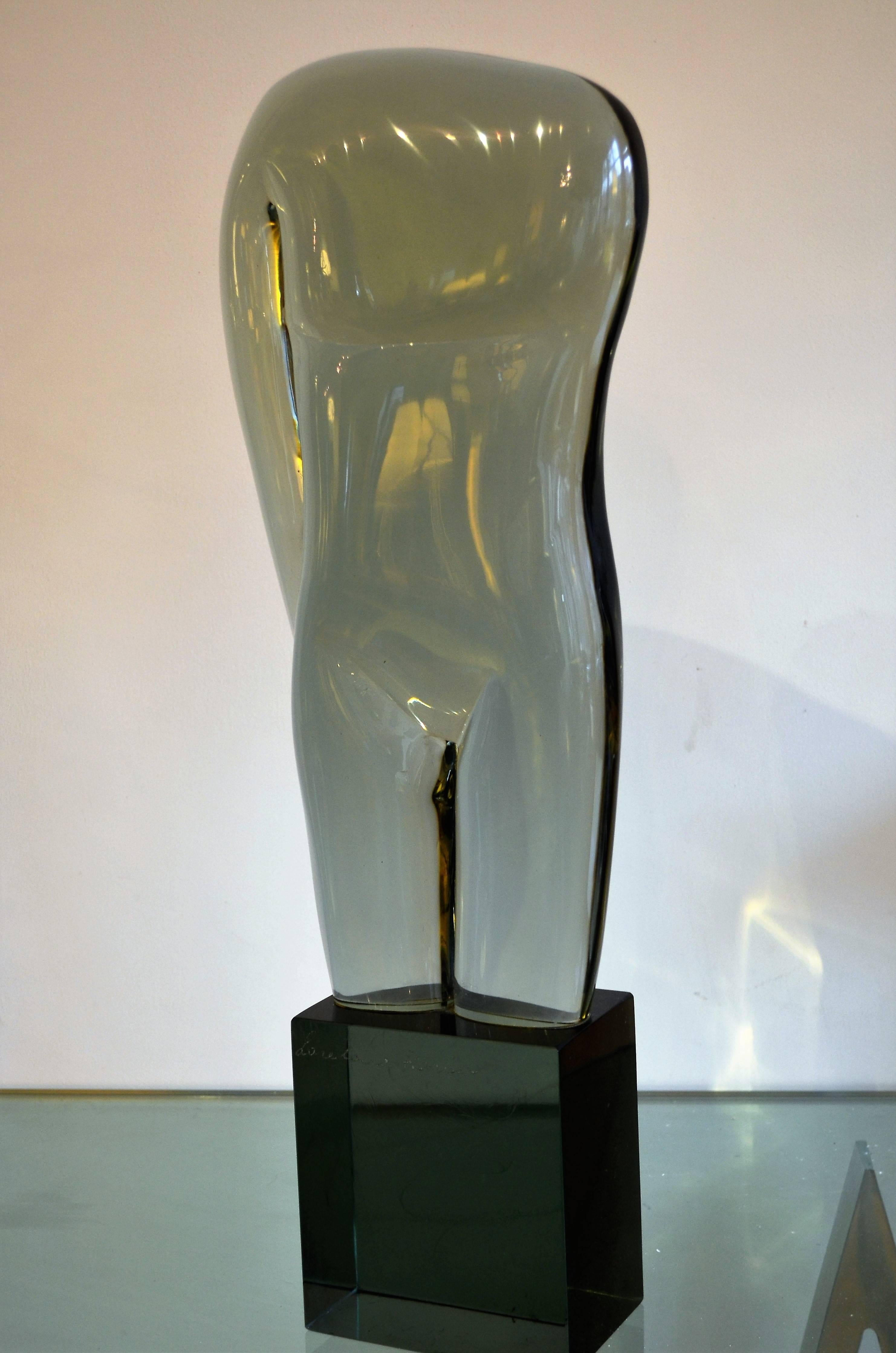 Large Abstract Figural Loredano Rosini Murano Glass Torso Sculpture In Excellent Condition In Chicago, IL