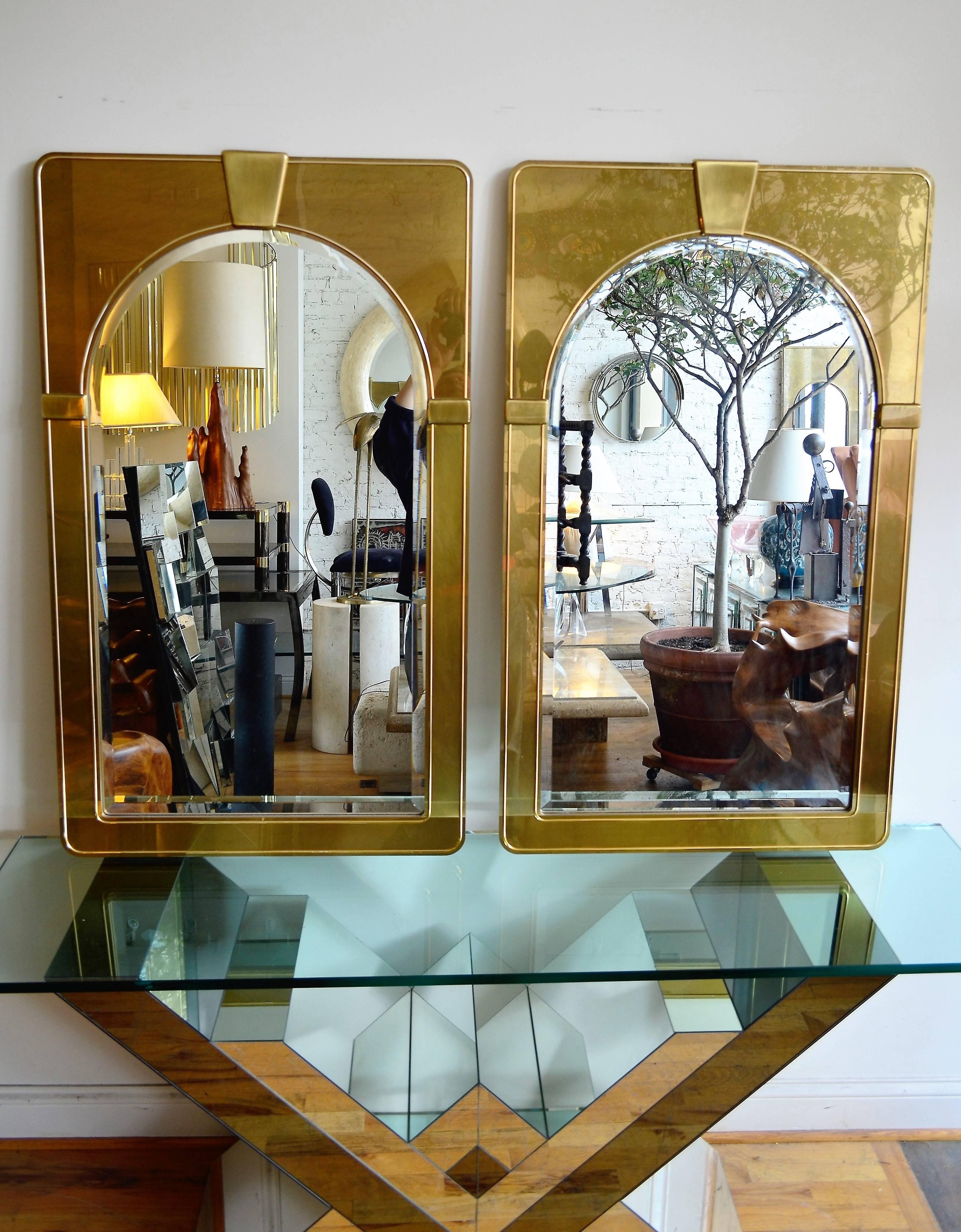 American Mastercraft Pair of Brass Mirrors