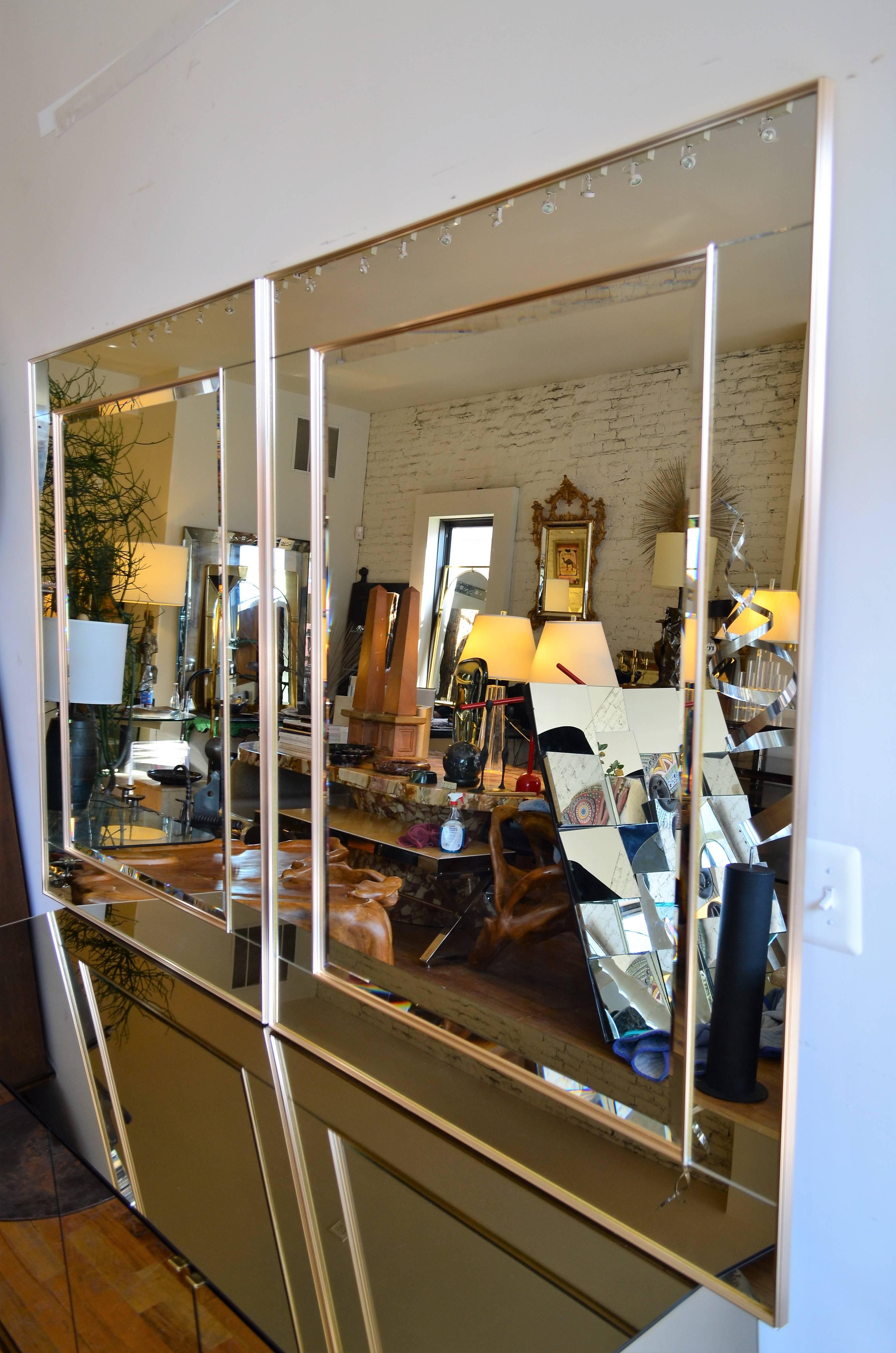 Pair of Exceptional La Barge Brass Mirrors In Excellent Condition In Chicago, IL