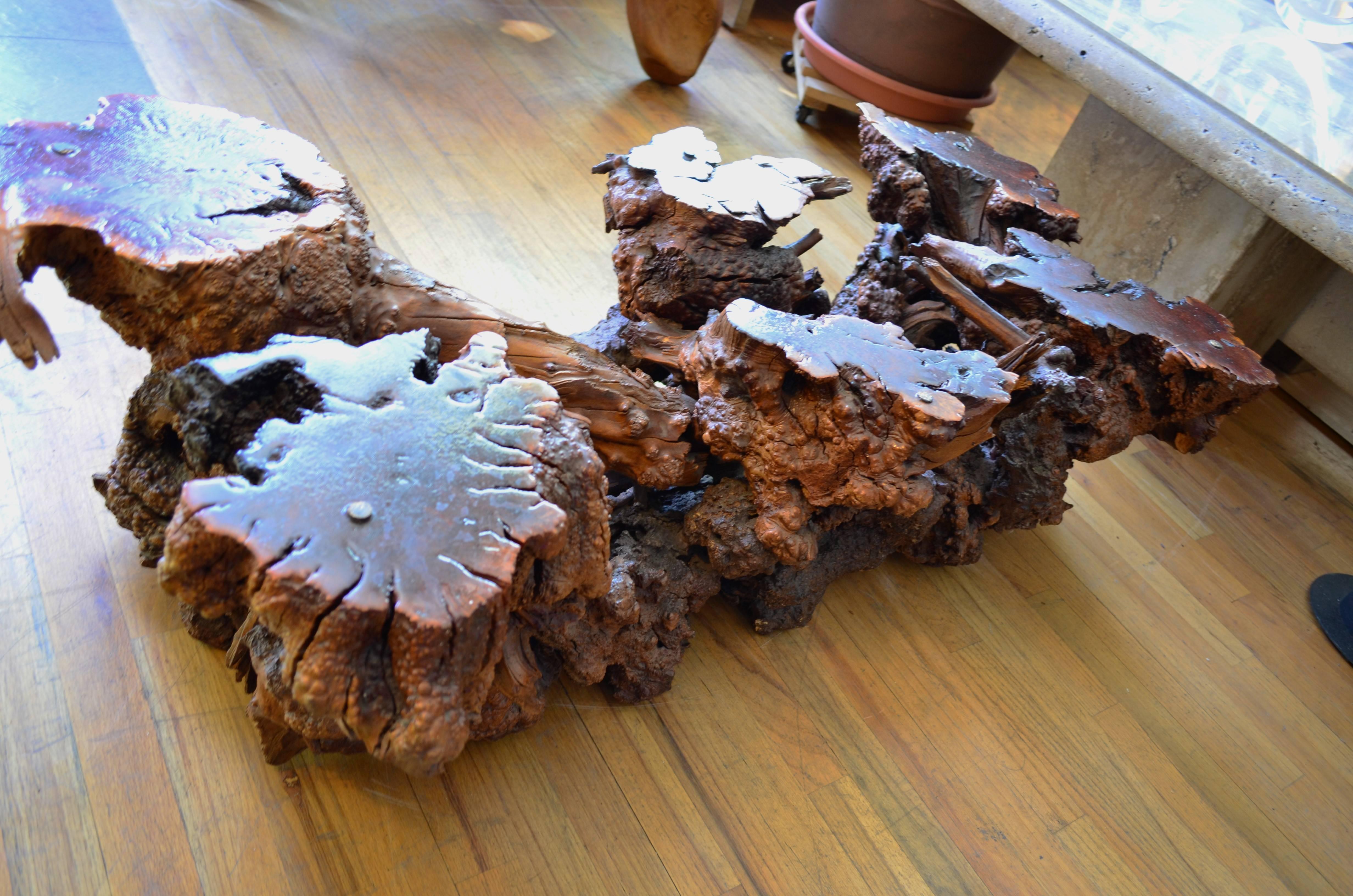 Mid-Century Drift and Burl Wood Coffee Table 4