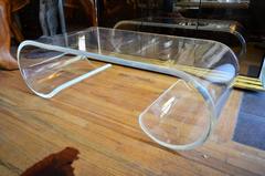Large Exceptional Scroll Lucite Coffee Table