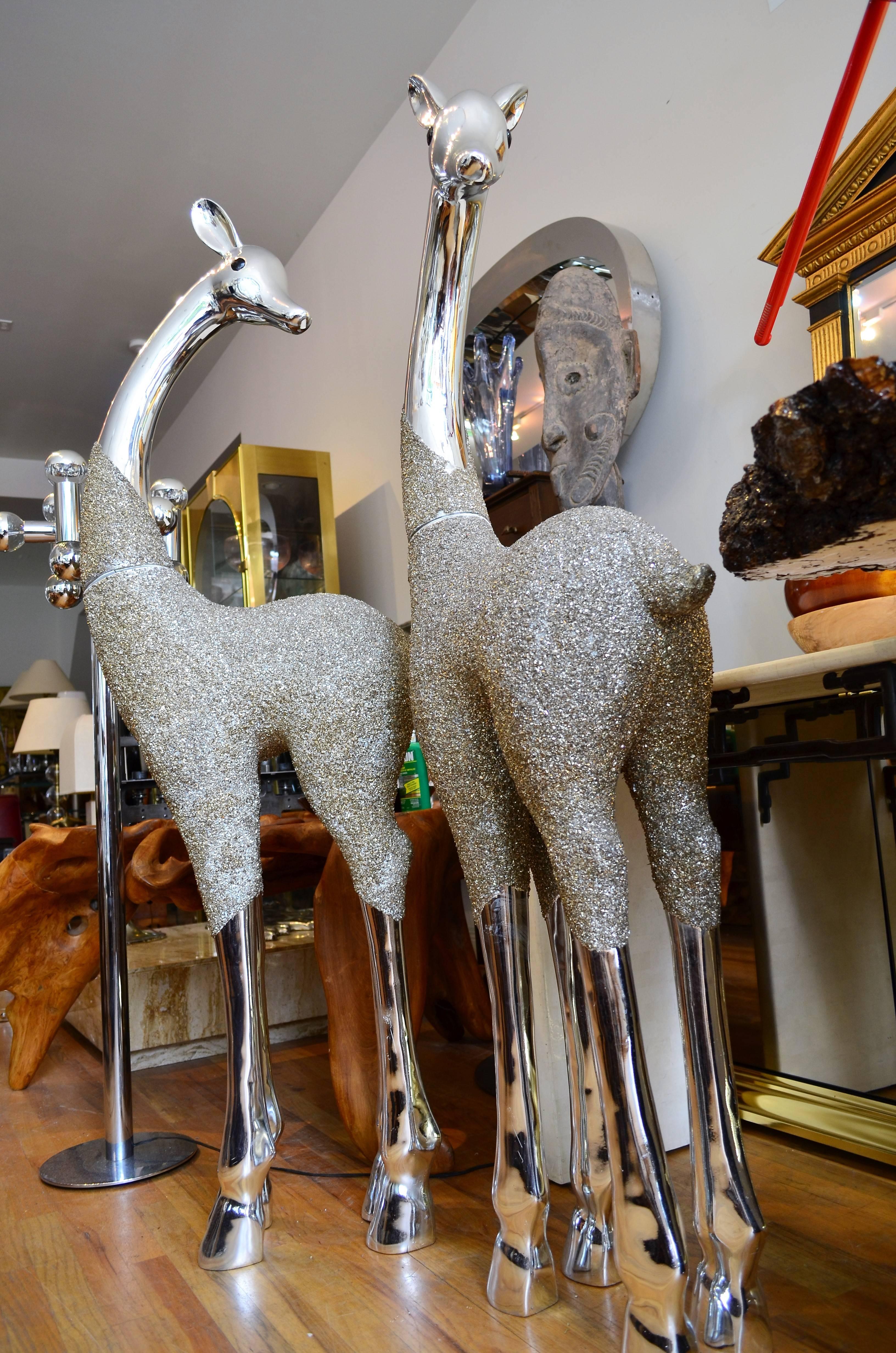 Fiberglass Metallic Giraffes Sculptures