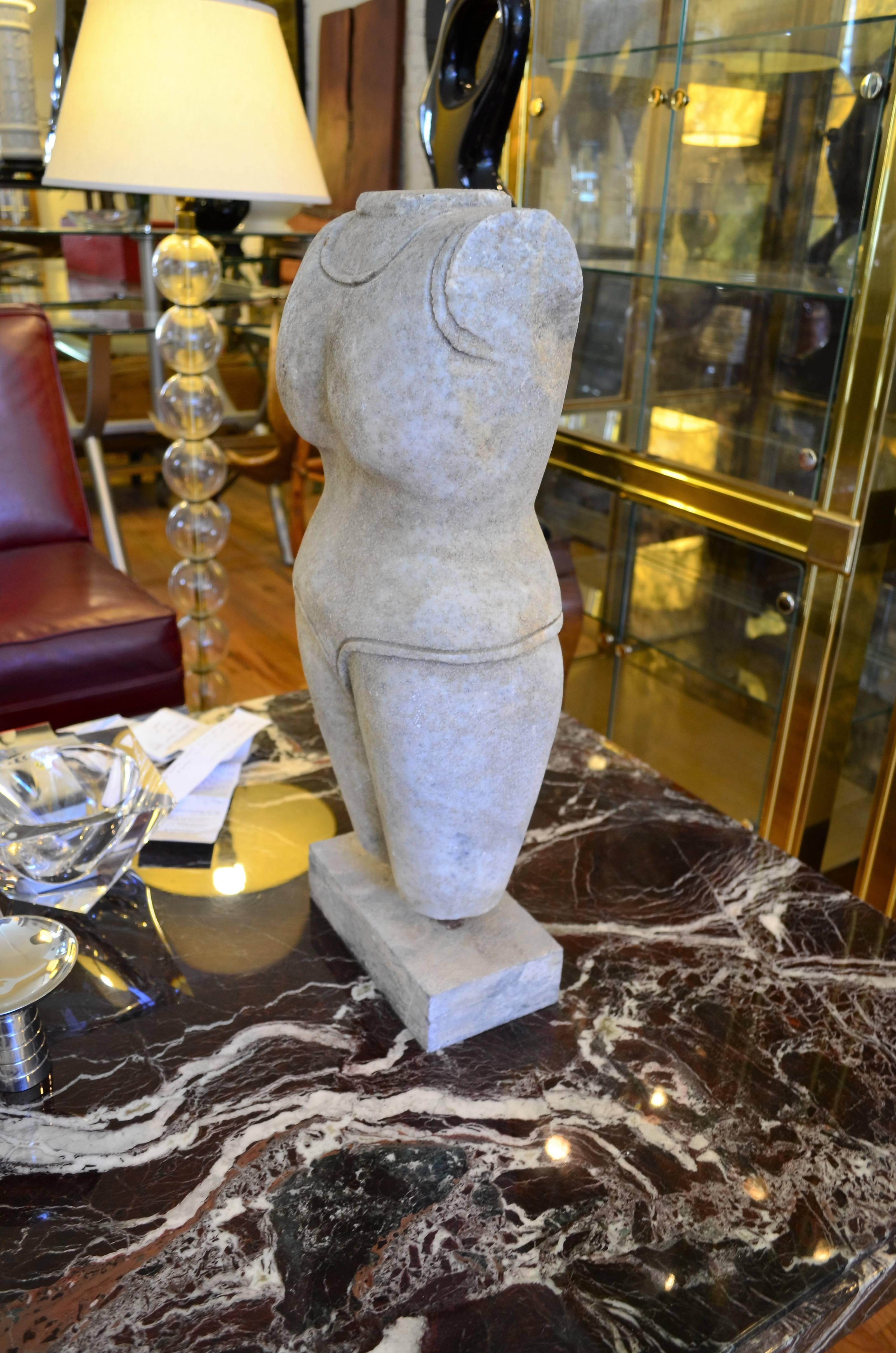 Indian Style Marble Torso Sculpture In Good Condition In Chicago, IL