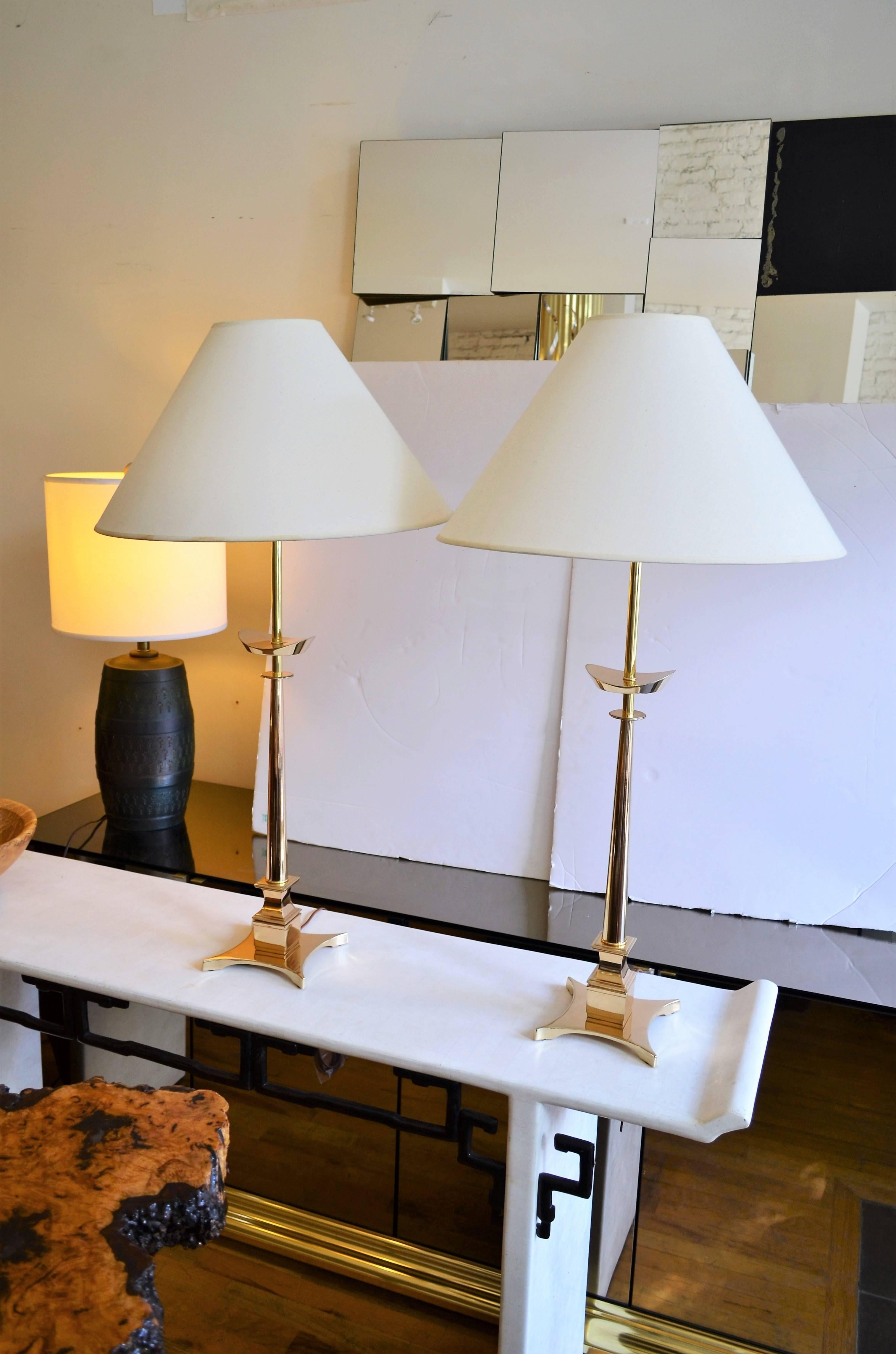 Mid-Century Modern Brass Table Lamps In The Style of Tommi Parzinger