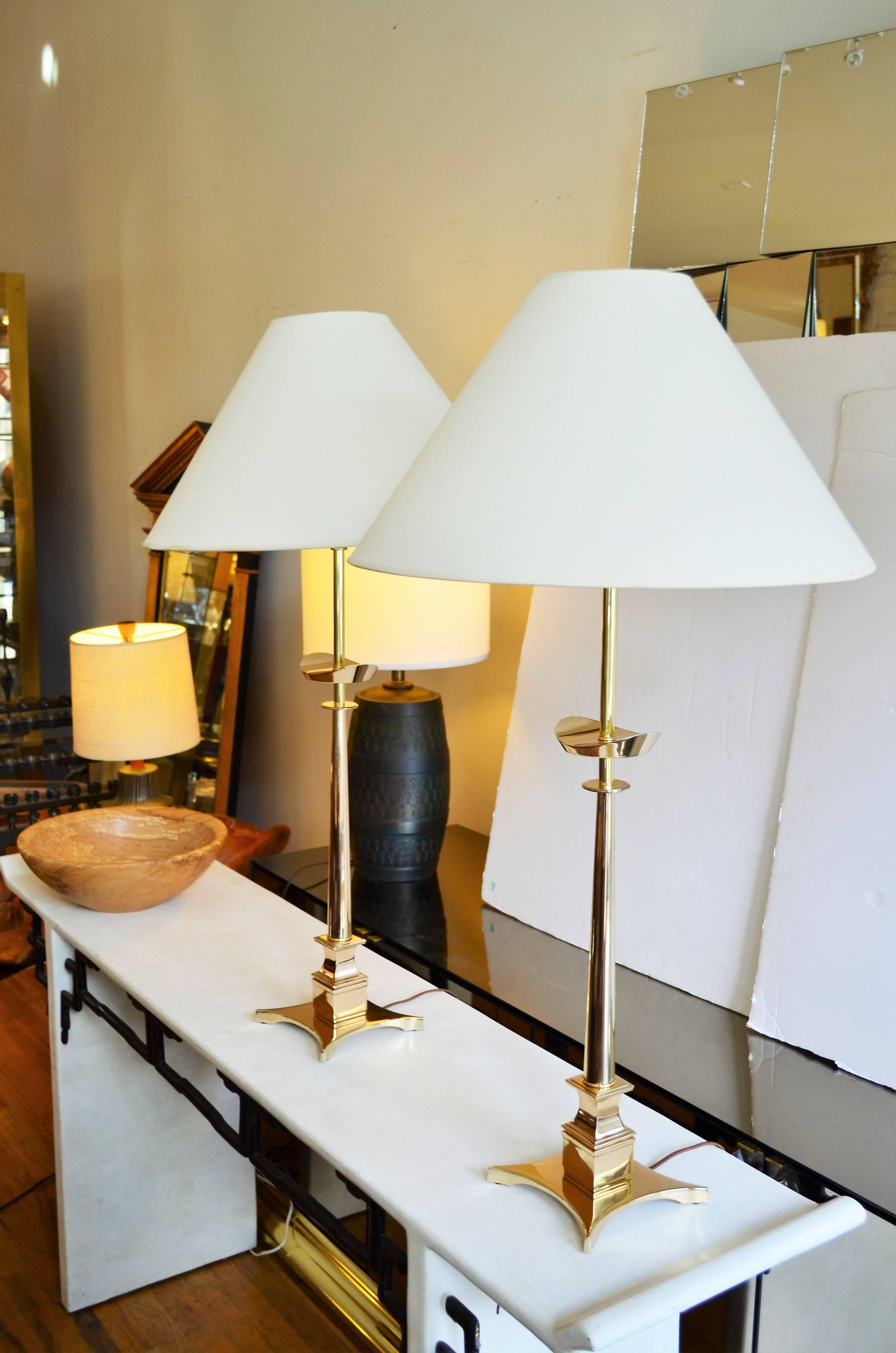 American Brass Table Lamps In The Style of Tommi Parzinger
