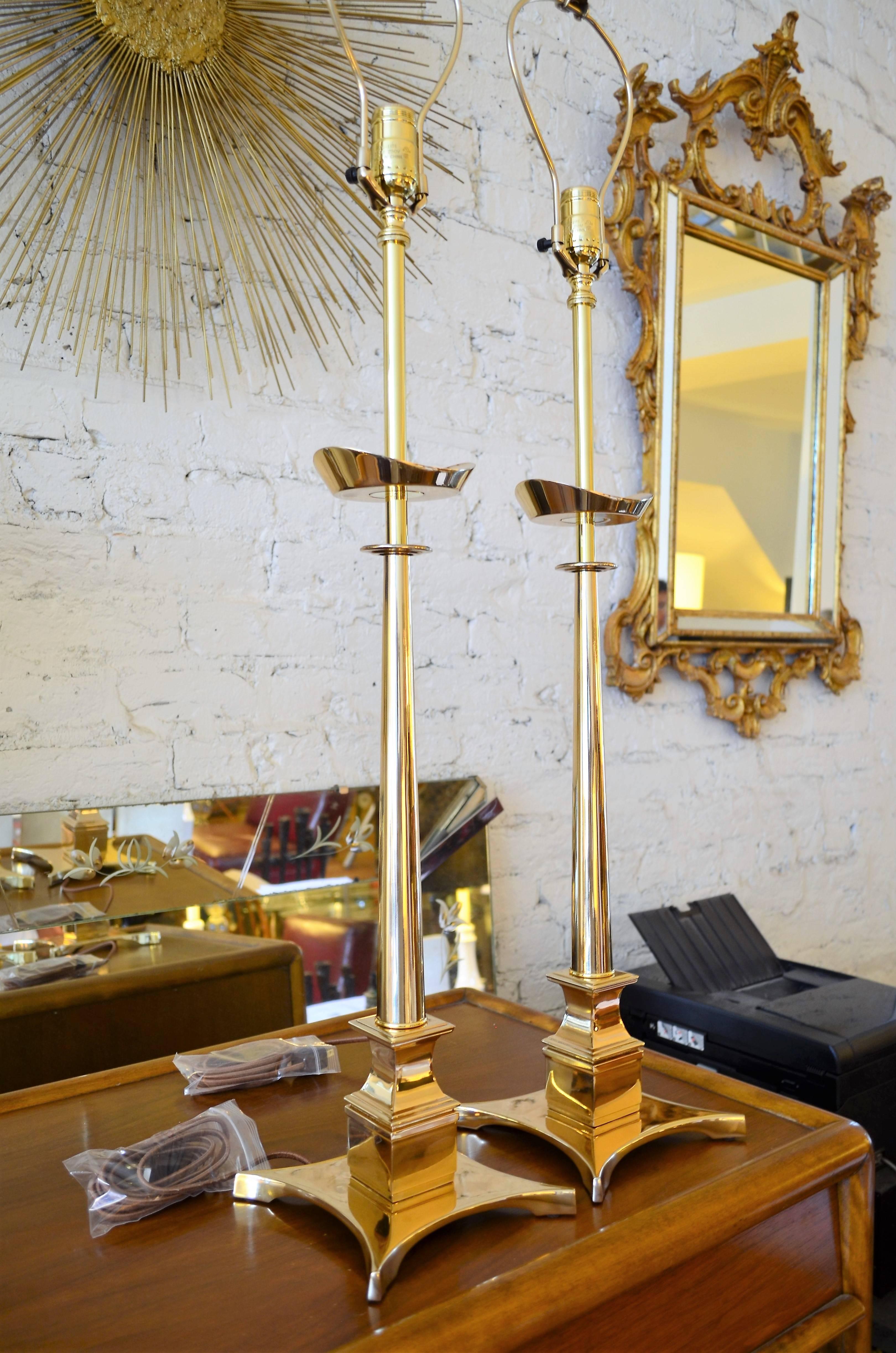 Brass Table Lamps In The Style of Tommi Parzinger 2