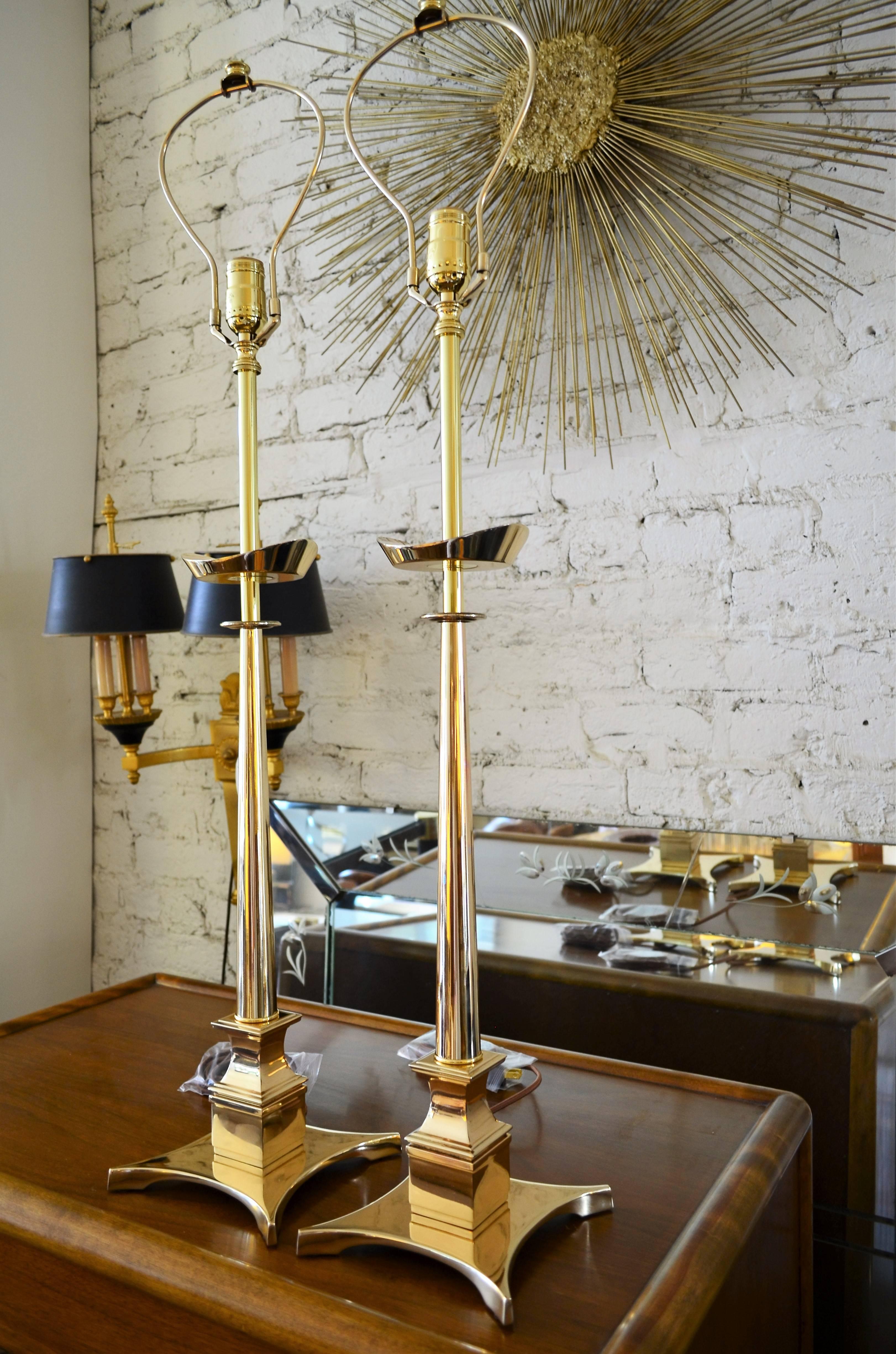 Brass Table Lamps In The Style of Tommi Parzinger 3