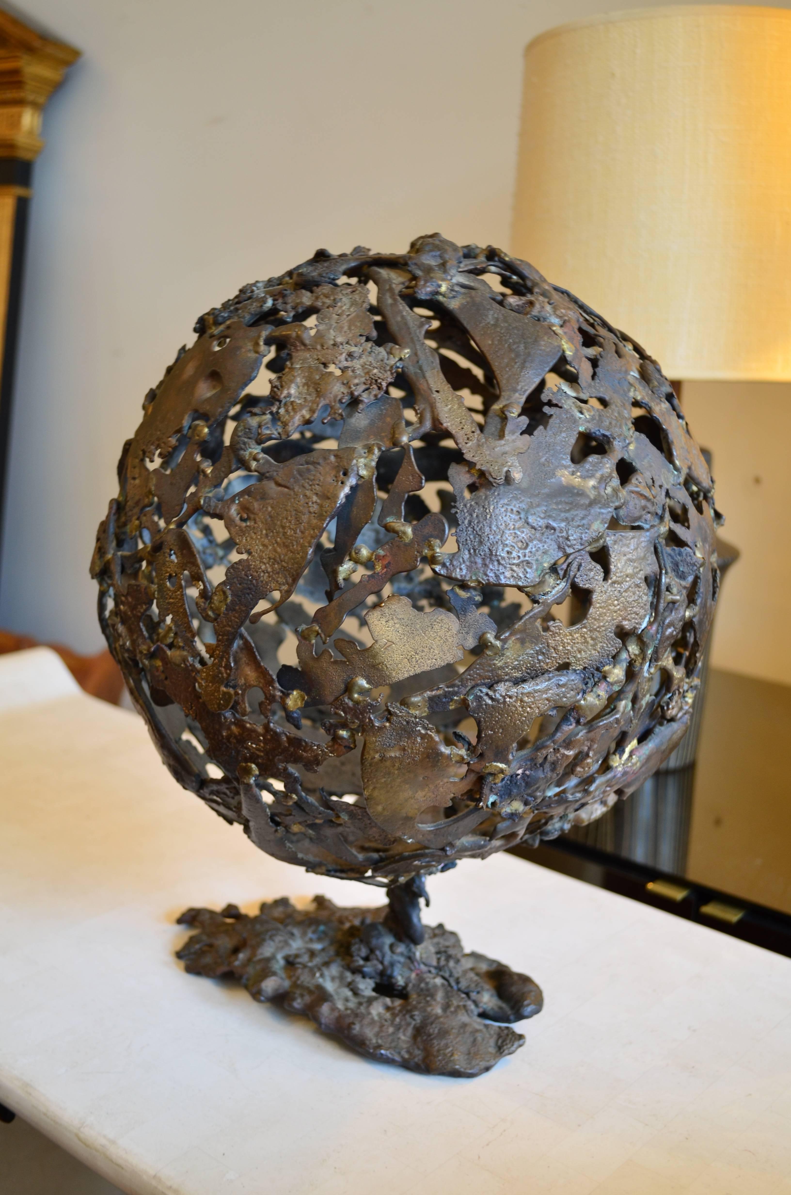 American Abstract Brutalist Mid-Century Globe Sculpture