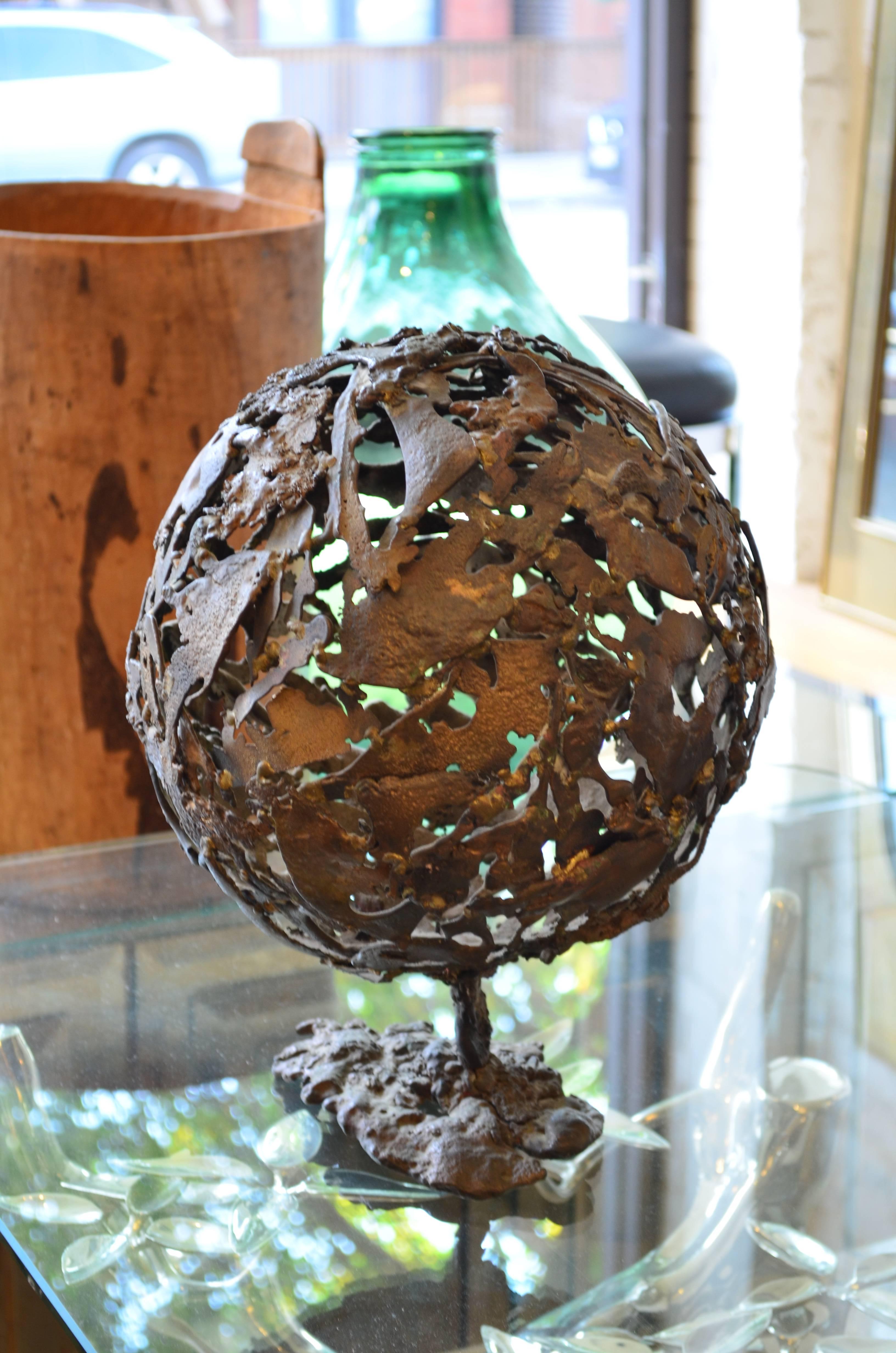 Abstract Brutalist Mid-Century Globe Sculpture 1