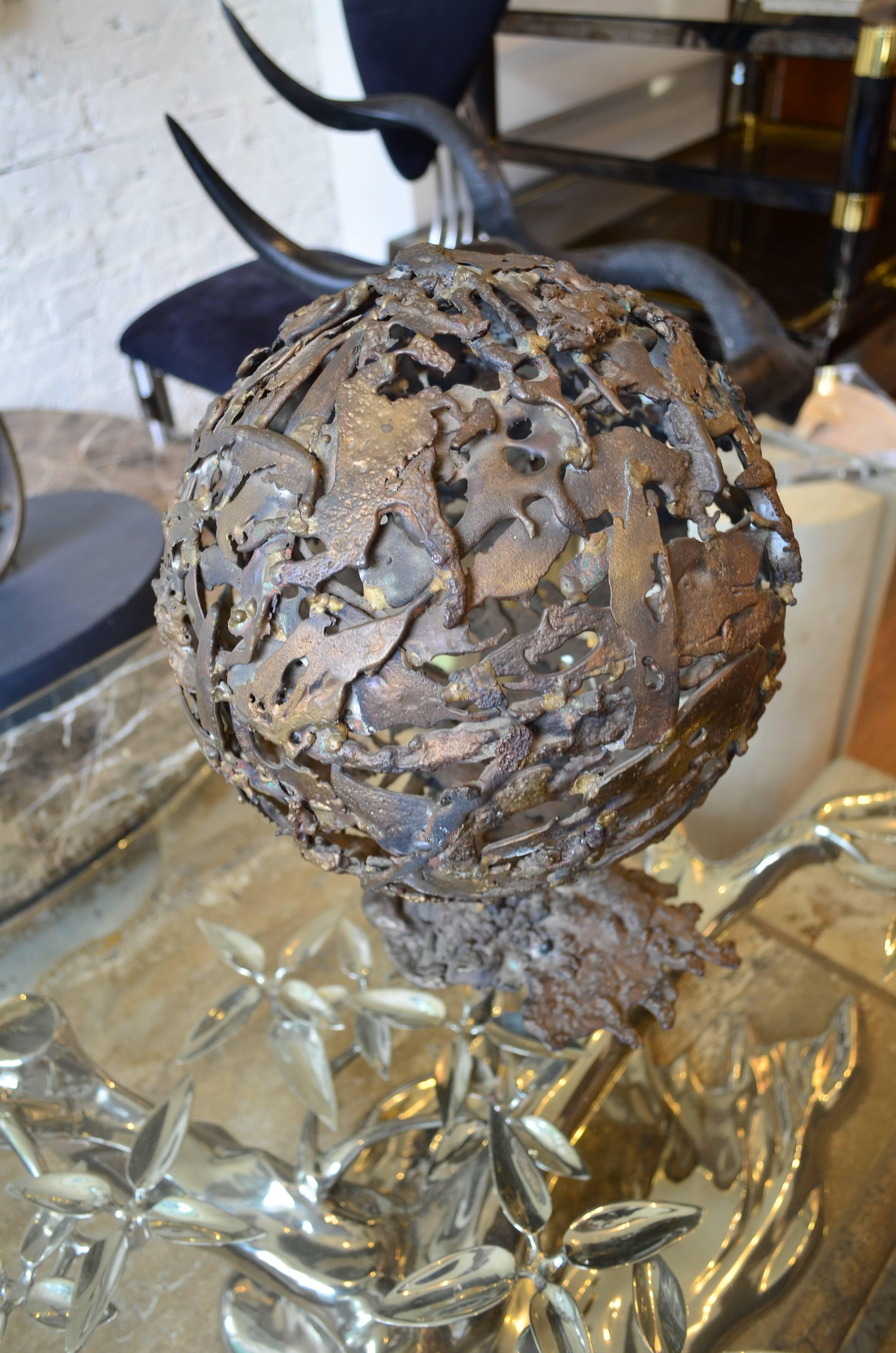 Abstract Brutalist Mid-Century Globe Sculpture 2