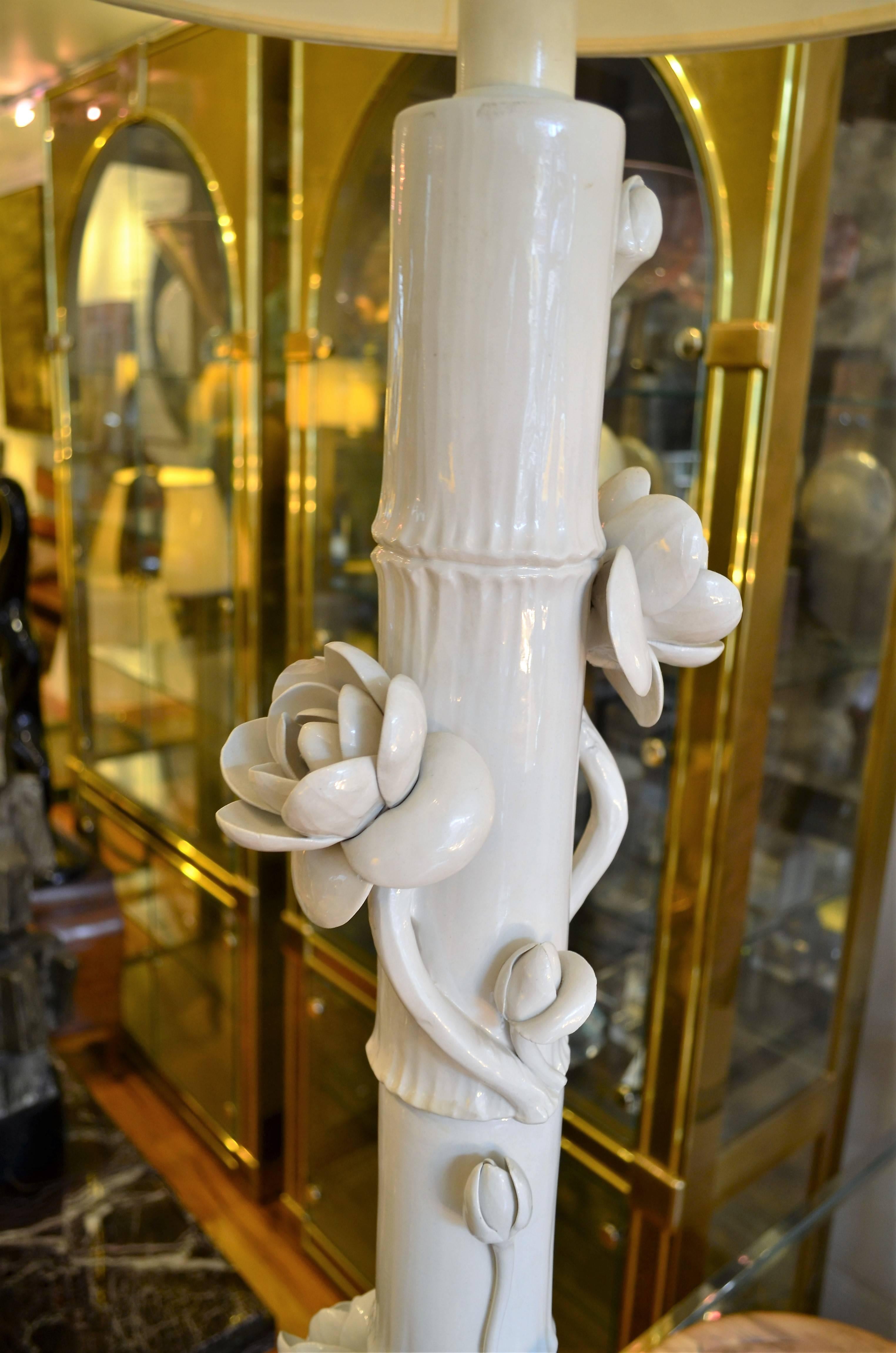 Mid-Century Modern Italian Ceramic Lotus Floor Lamp