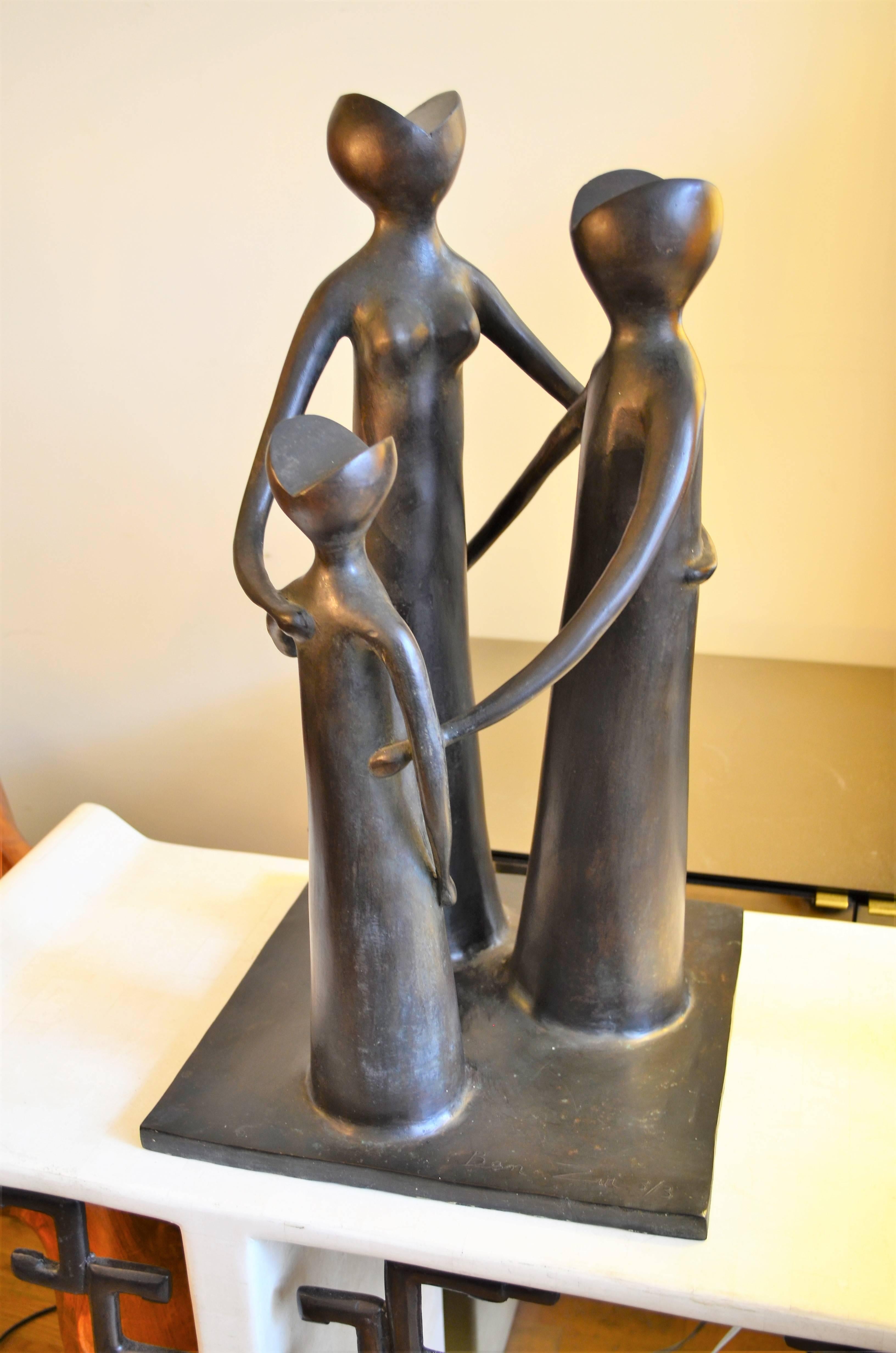 American Abstract Figural Modernist Bronze Sculpture