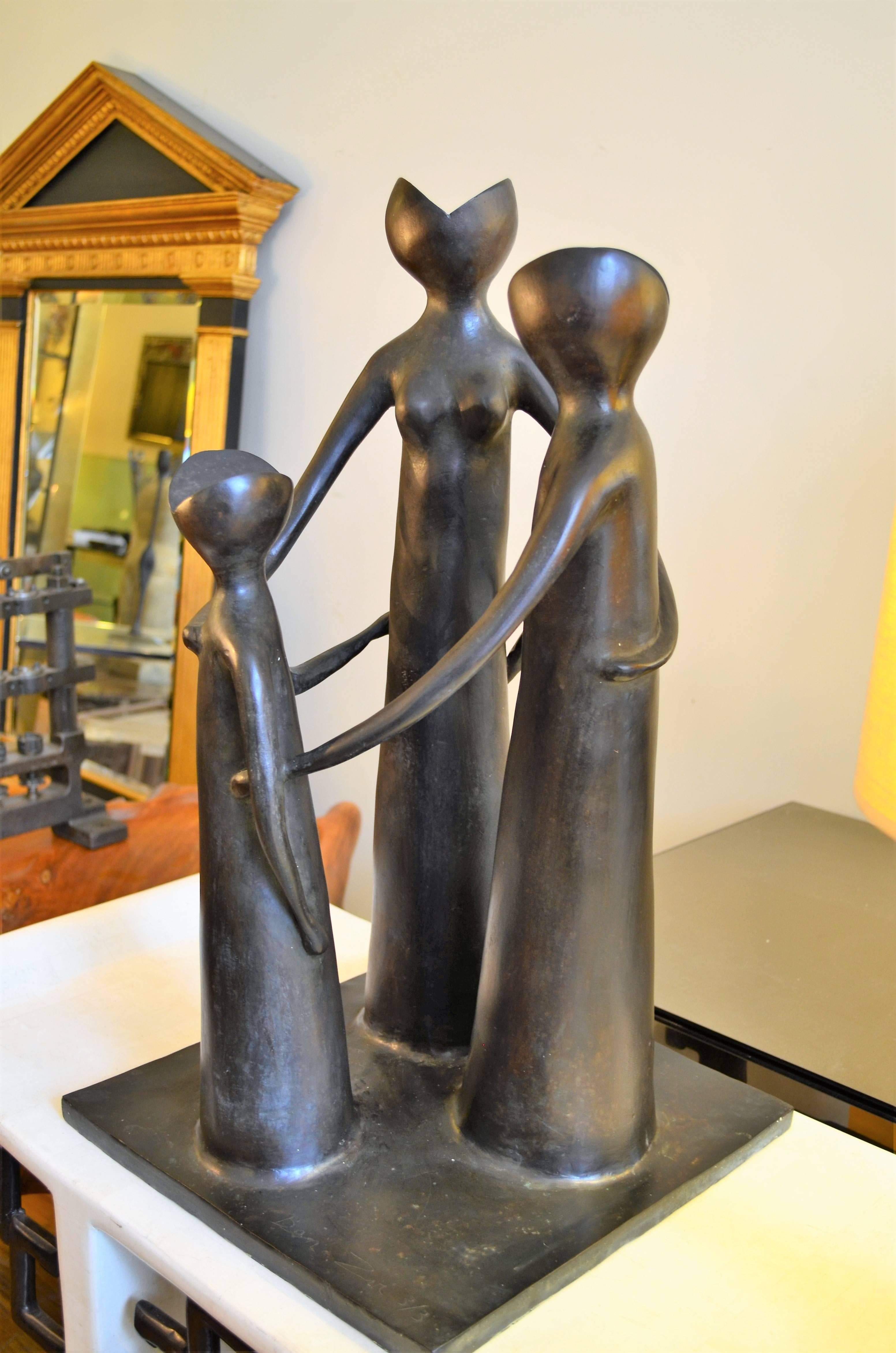 Abstract Figural Modernist Bronze Sculpture In Good Condition In Chicago, IL