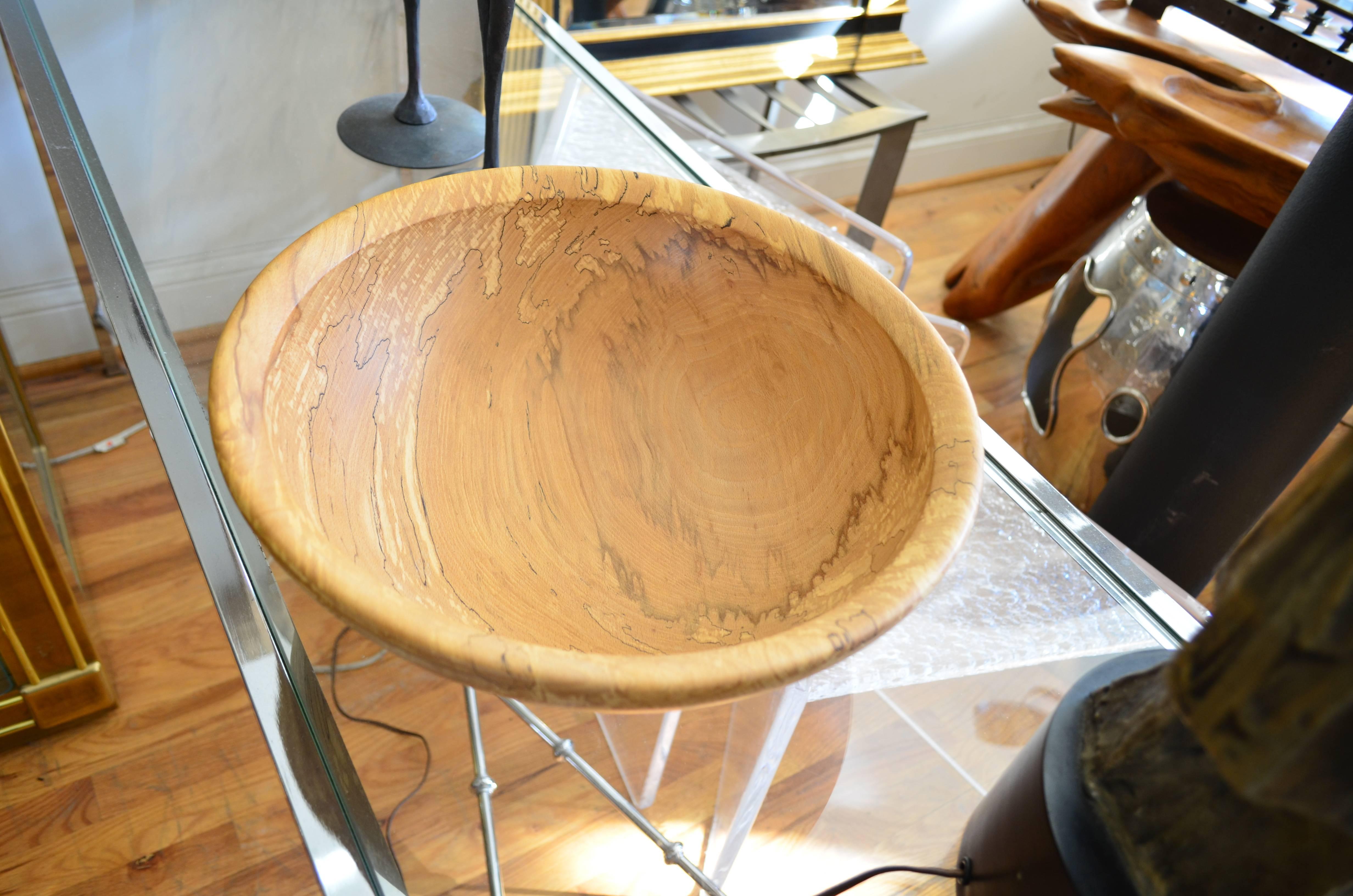 Folk Art Turned Wood Bowl in Figured Irish Beech