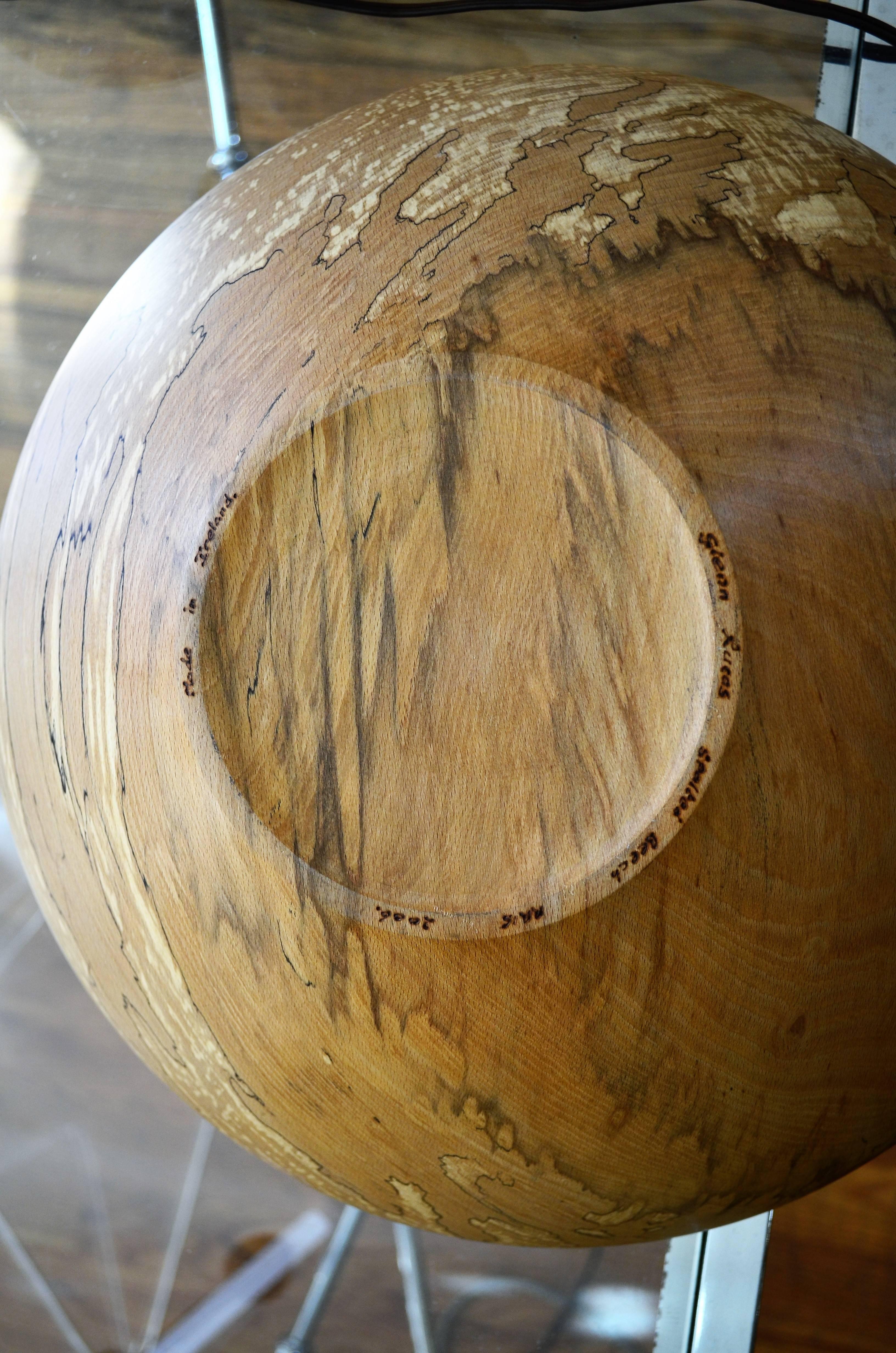 Contemporary Turned Wood Bowl in Figured Irish Beech