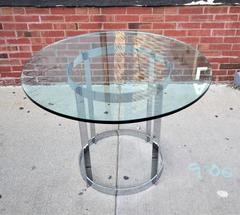 Chrome and Glass Round Dining Table by Tri-Mark