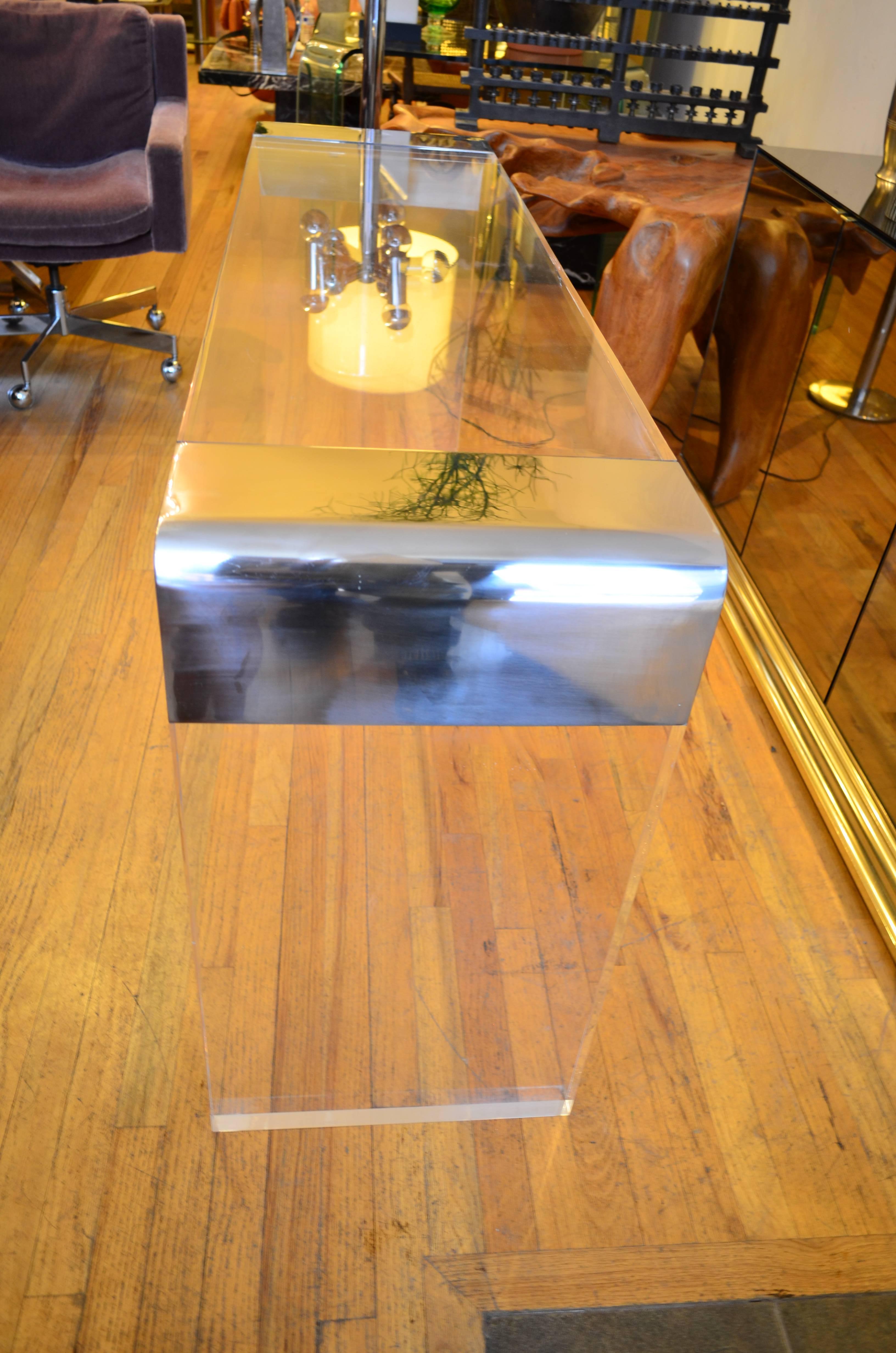 American Exceptional Thick Lucite Waterfall Console Table