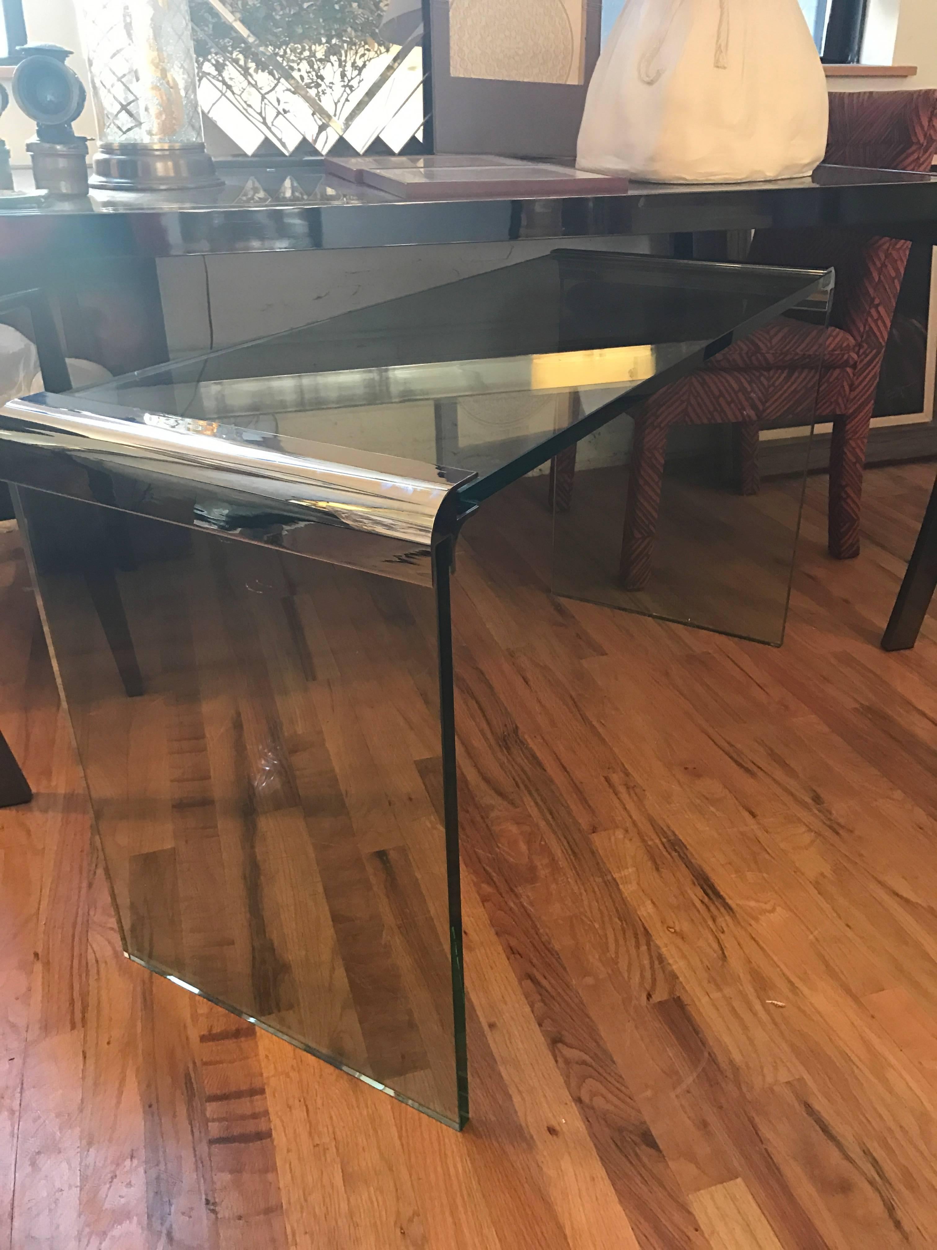 waterfall glass console table