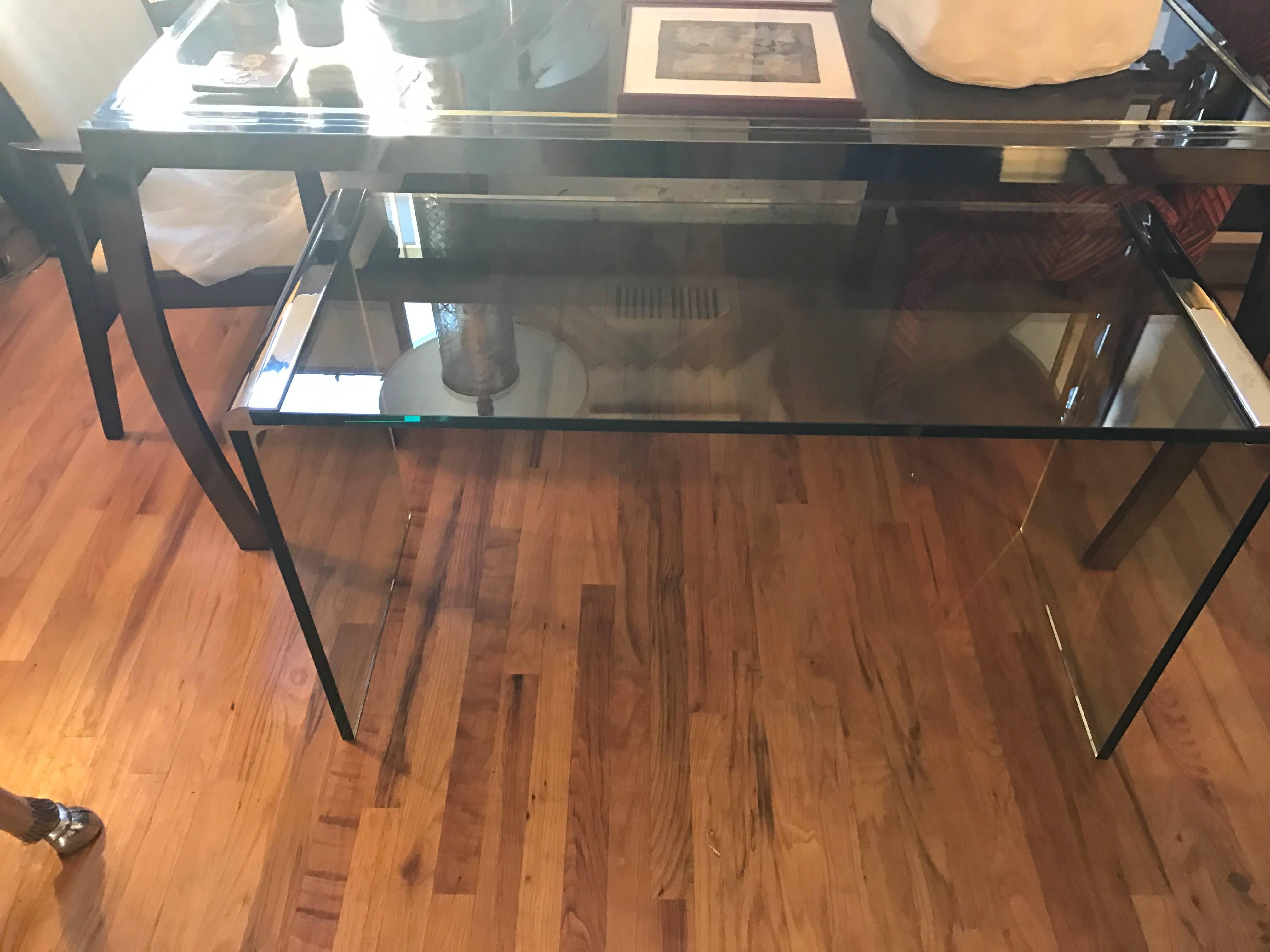 glass waterfall console table