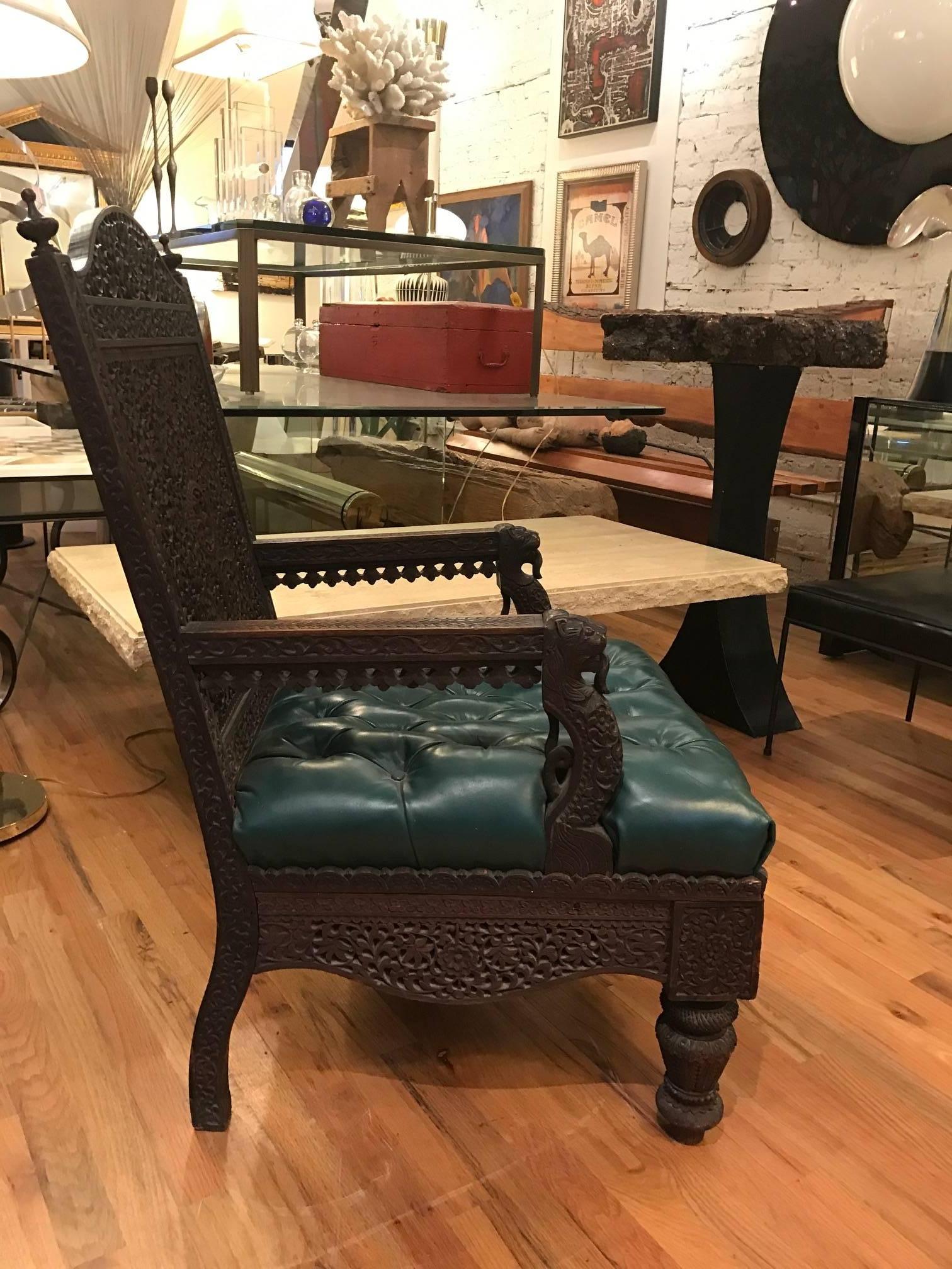 Anglo-Indian Anglo Indian 19th Century Carved Armchair