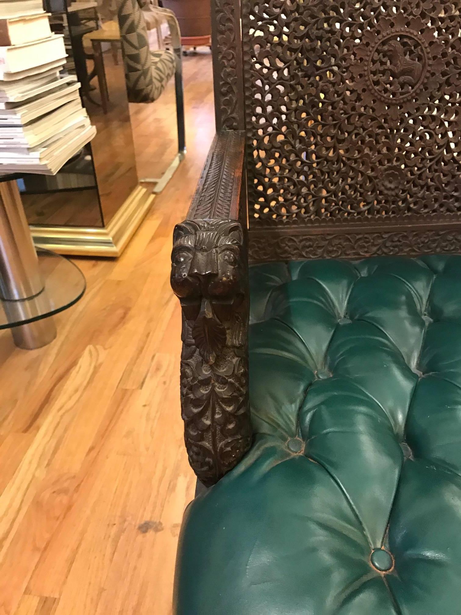 Rosewood Anglo Indian 19th Century Carved Armchair