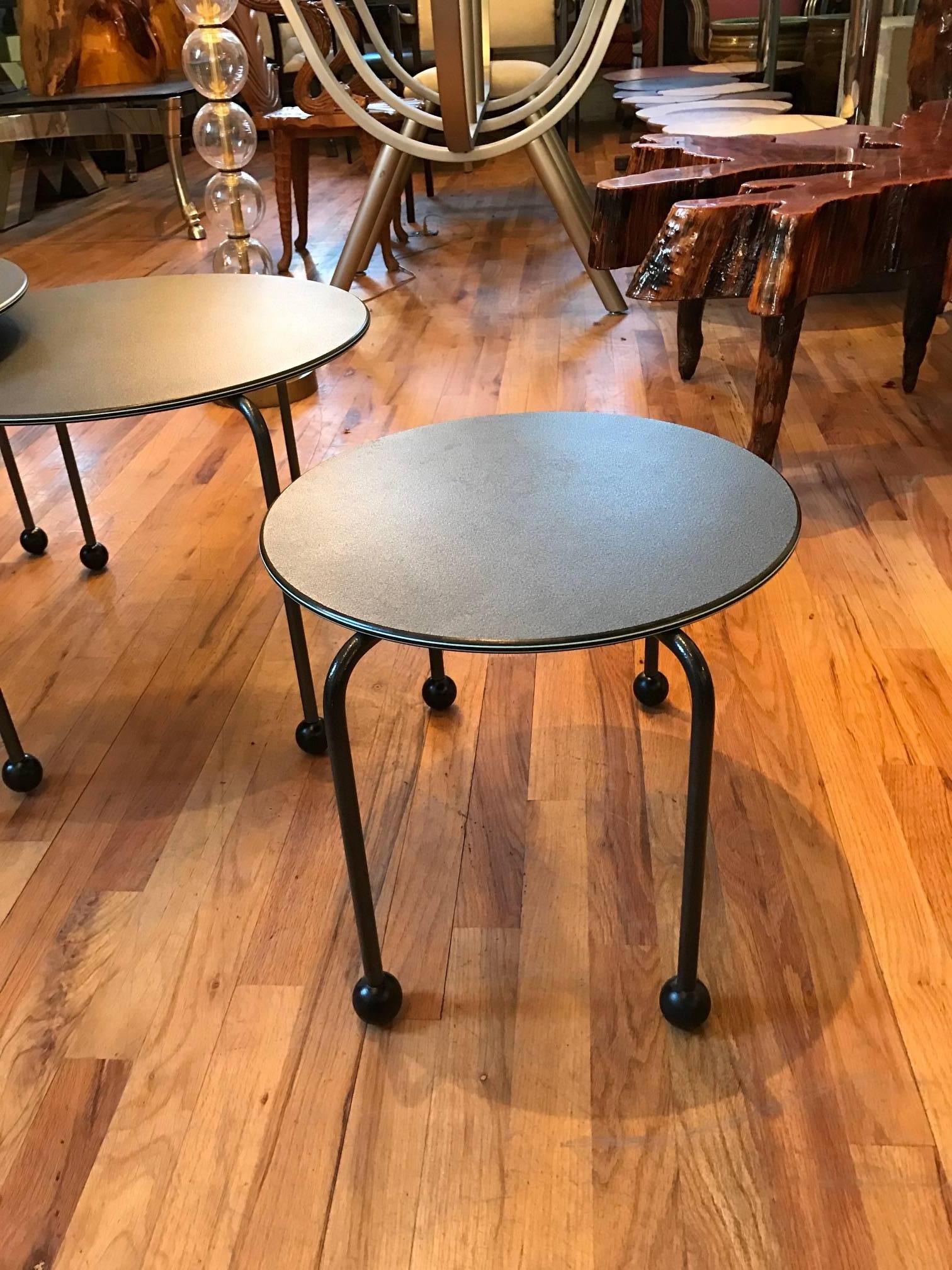 Enameled Set of Three Italian Memphis Nesting Tables End Tables