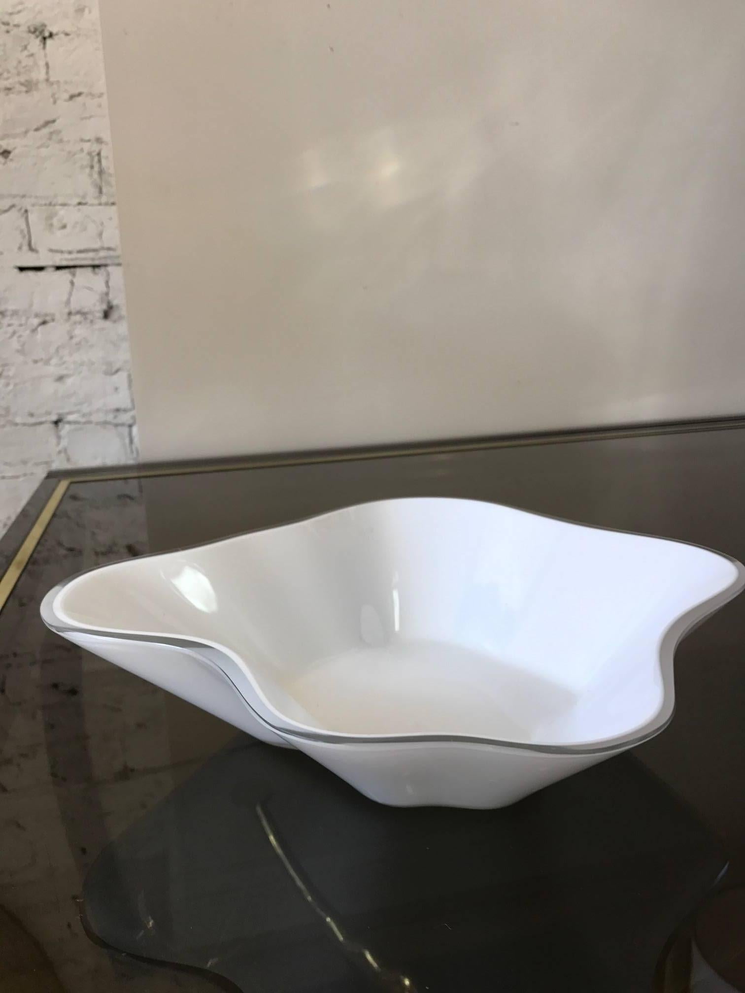 Finnish Alvar Aalto Cased White Glass Centerpiece  Bowl