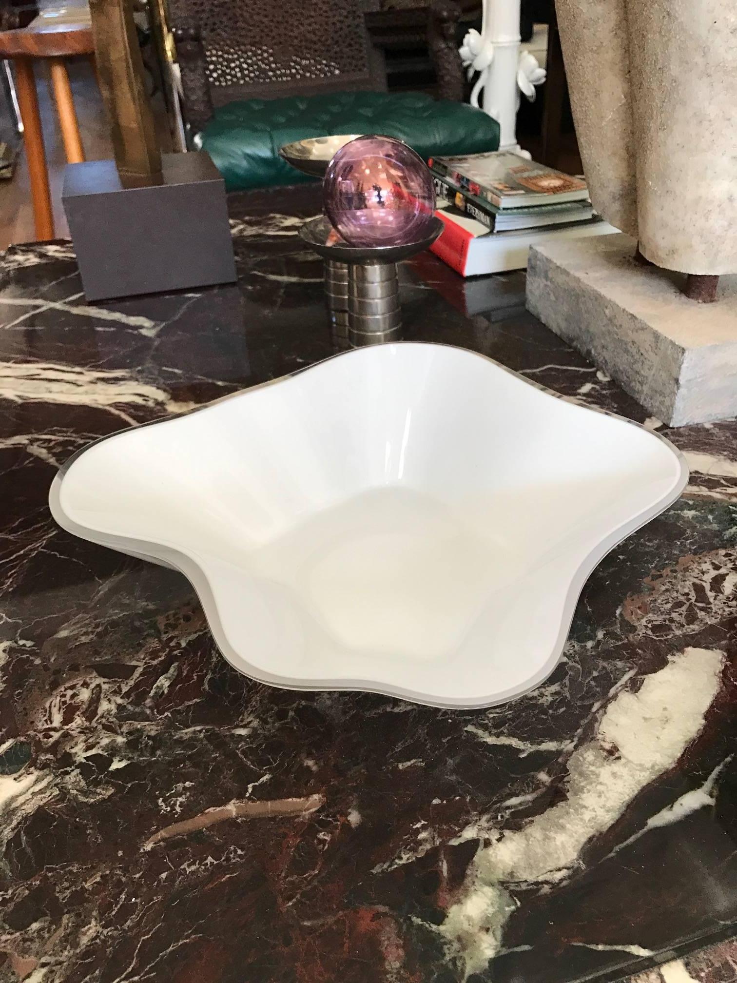 Alvar Aalto Cased White Glass Centerpiece  Bowl 1