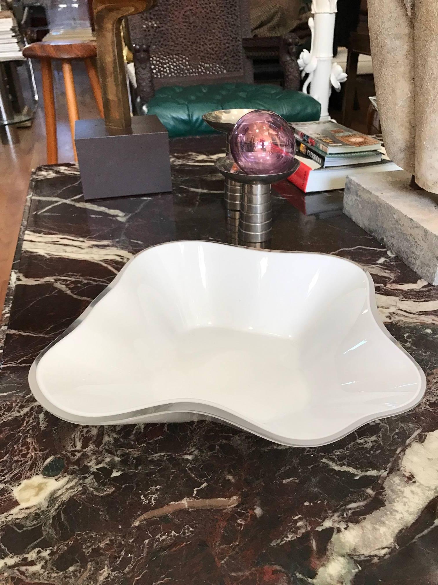 Alvar Aalto Cased White Glass Centerpiece  Bowl 4