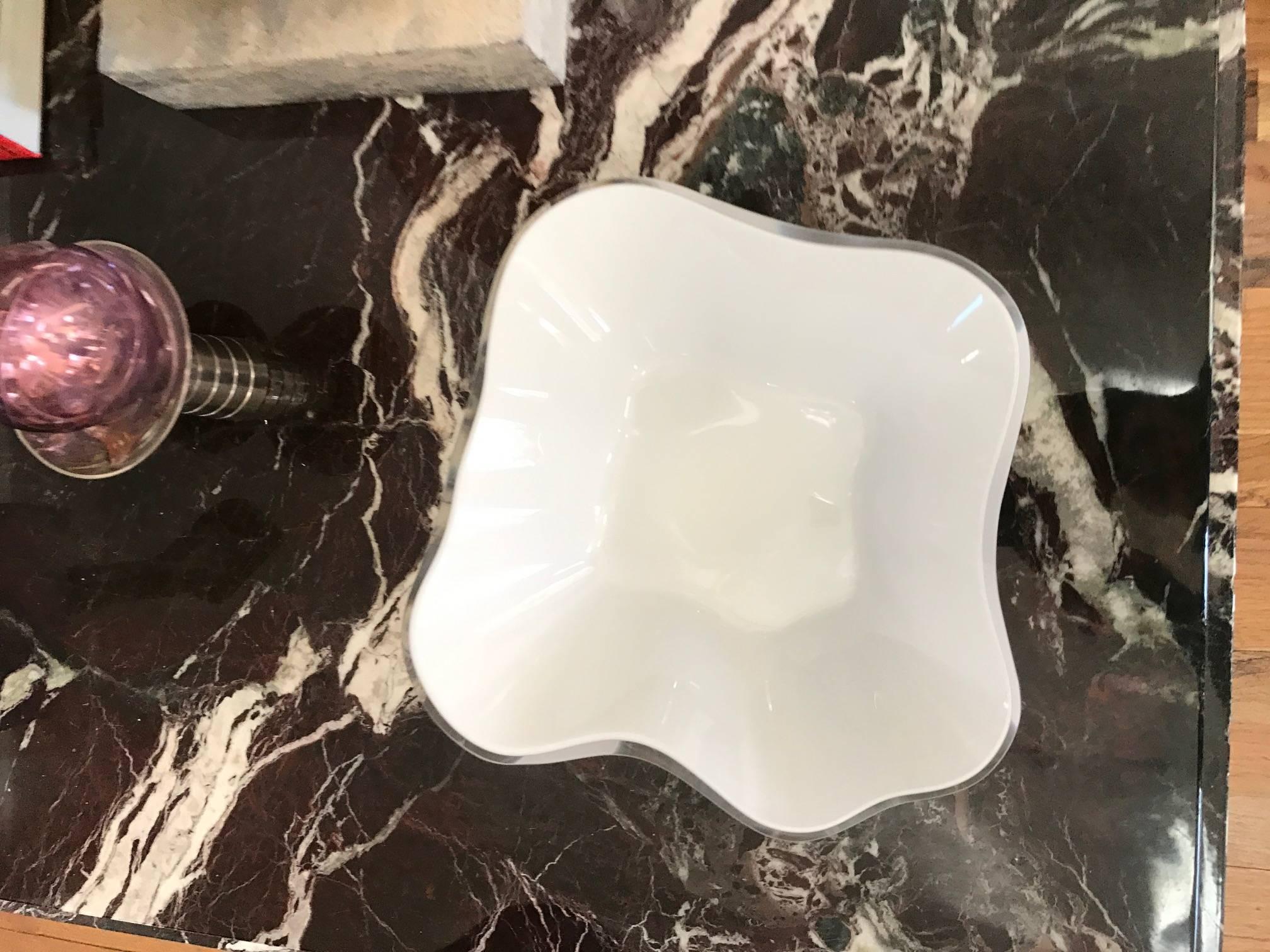 Alvar Aalto Cased White Glass Centerpiece  Bowl In Good Condition In Chicago, IL