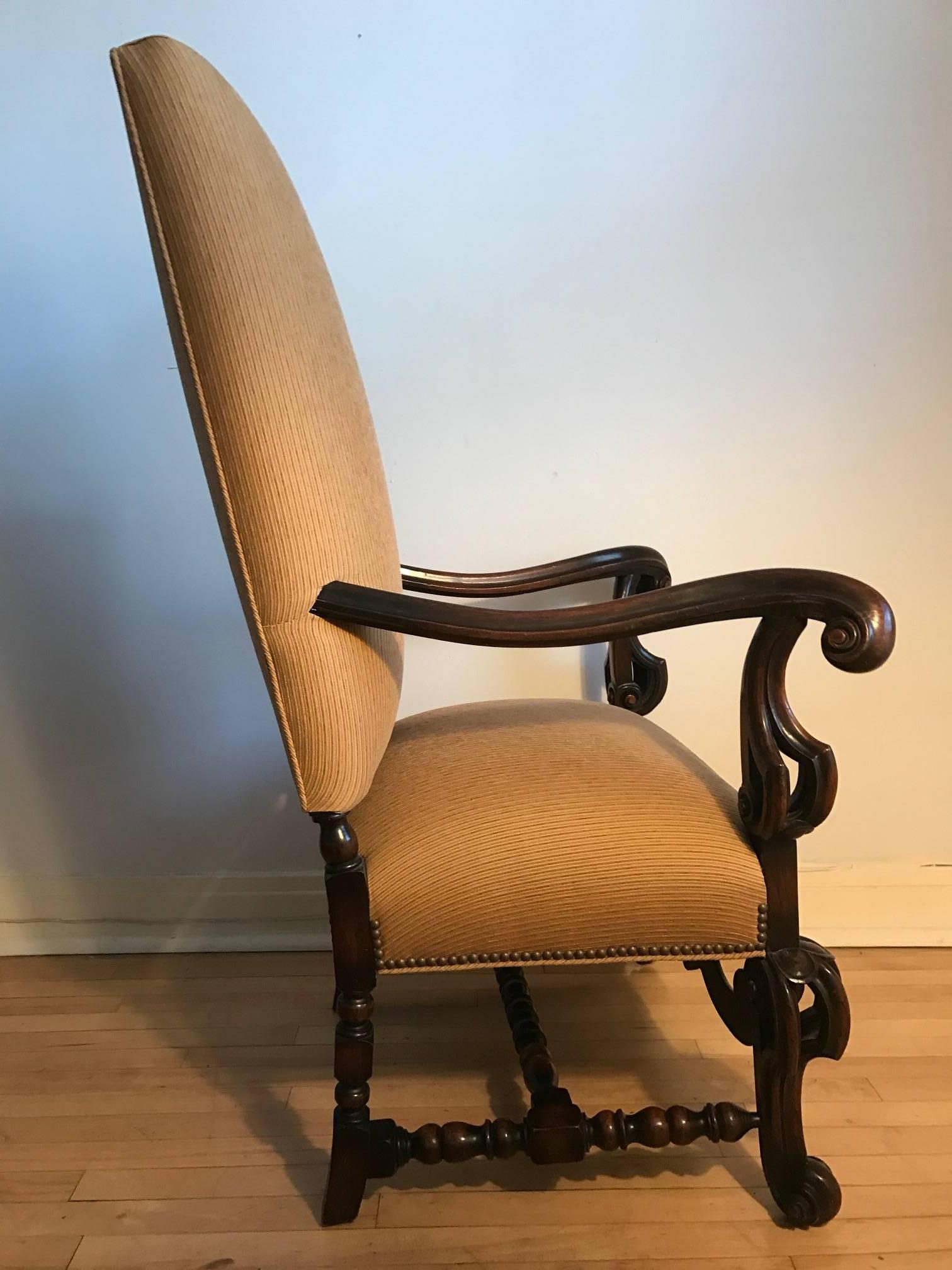  Louis XIII Style Fauteuils 19th Century Throne Armchair For Sale 1