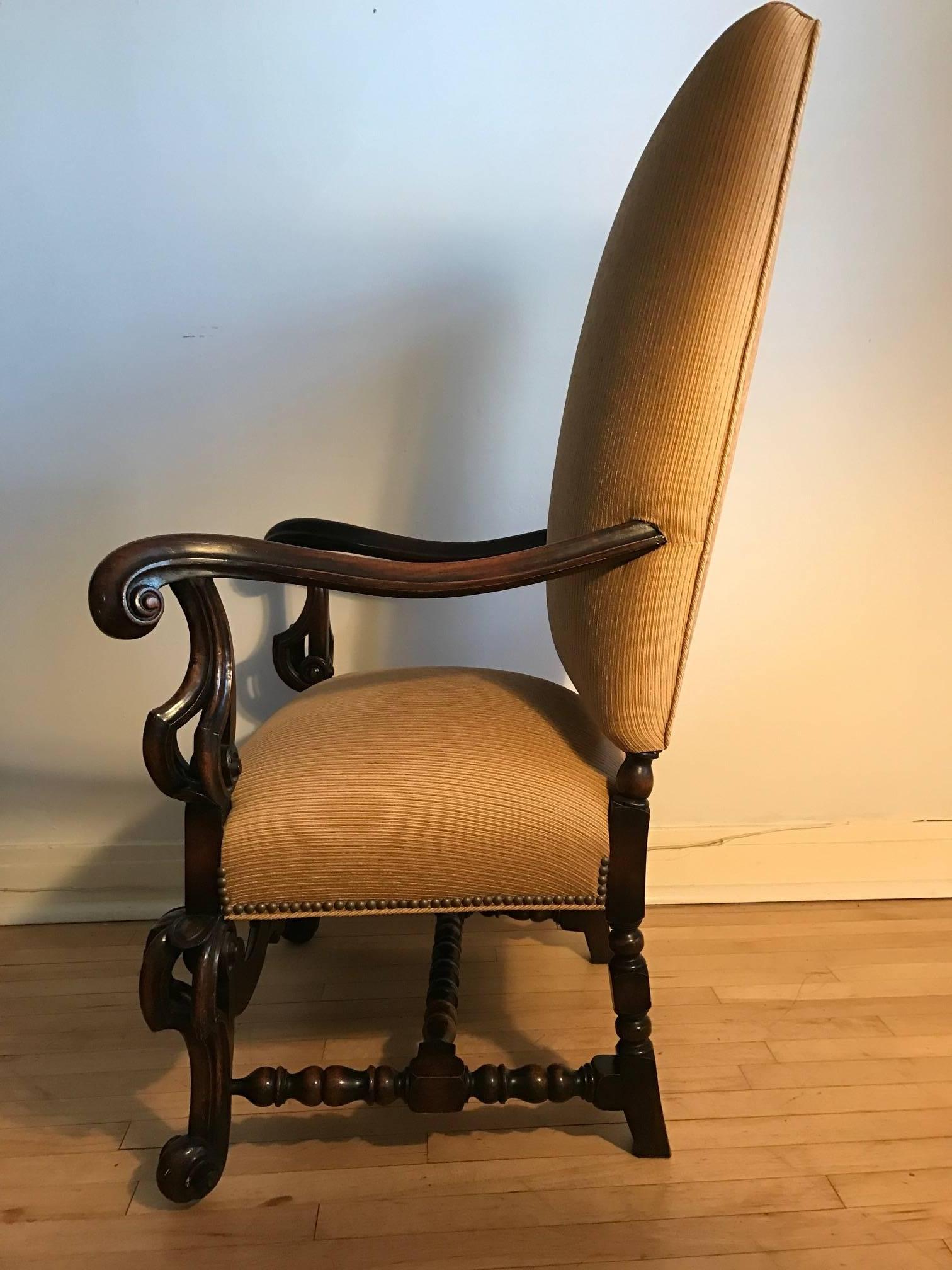  Louis XIII Style Fauteuils 19th Century Throne Armchair For Sale 3