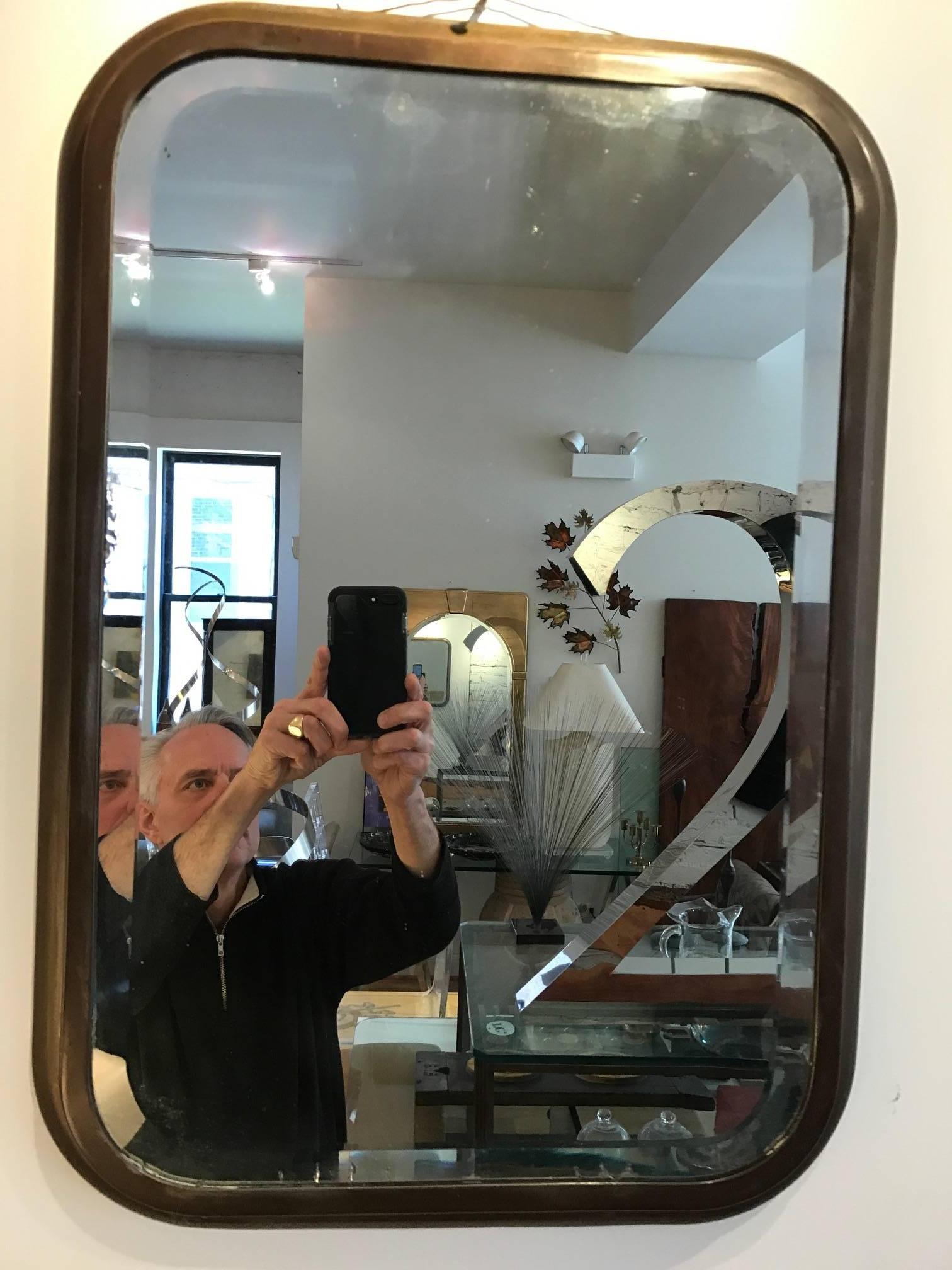 Victorian Beveled Mirror with Brass Frame
